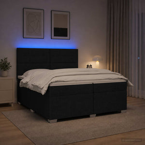 Κρεβάτι box spring με στρώμα Μαύρο 200 x 200 cm Ύφασμα - Pakobazaar