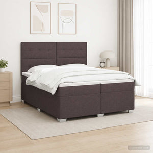 Κρεβάτι box spring με στρώμα Σκούρο Καφέ 200 x 200 cm Ύφασμα - Pakobazaar