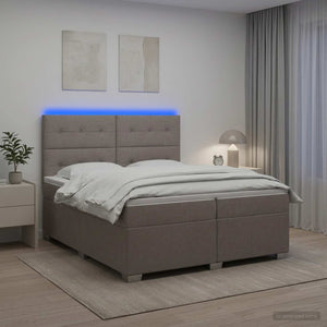 Κρεβάτι box spring με στρώμα Taupe 200 x 200 cm Ύφασμα - Pakobazaar