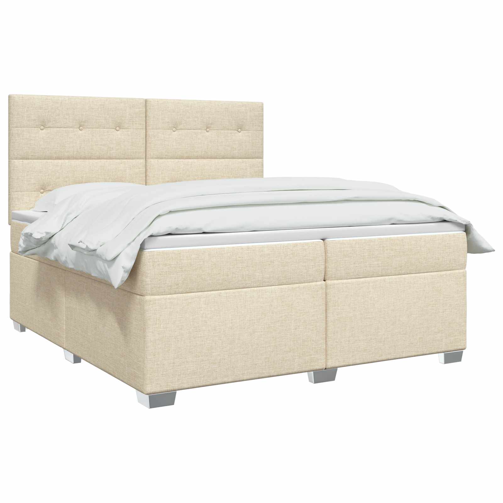 Κρεβάτι box spring με στρώμα Κρεμ 200 x 200 cm Ύφασμα