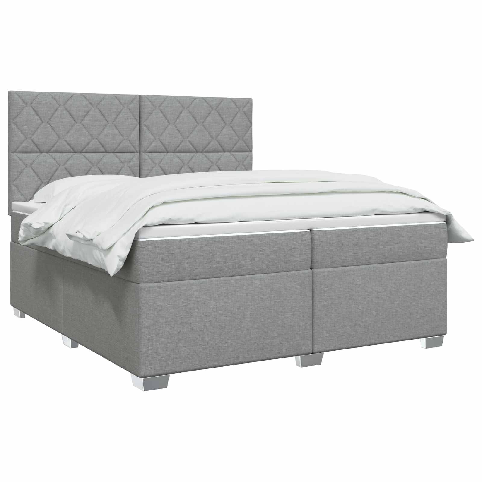 Κρεβάτι box spring με στρώμα Ανοιχτό γκρι 200 x 200 cm Ύφασμα - Pakobazaar