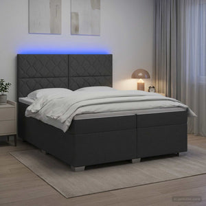 Κρεβάτι box spring με στρώμα Σκούρο Γκρι 200 x 200 cm Ύφασμα - Pakobazaar