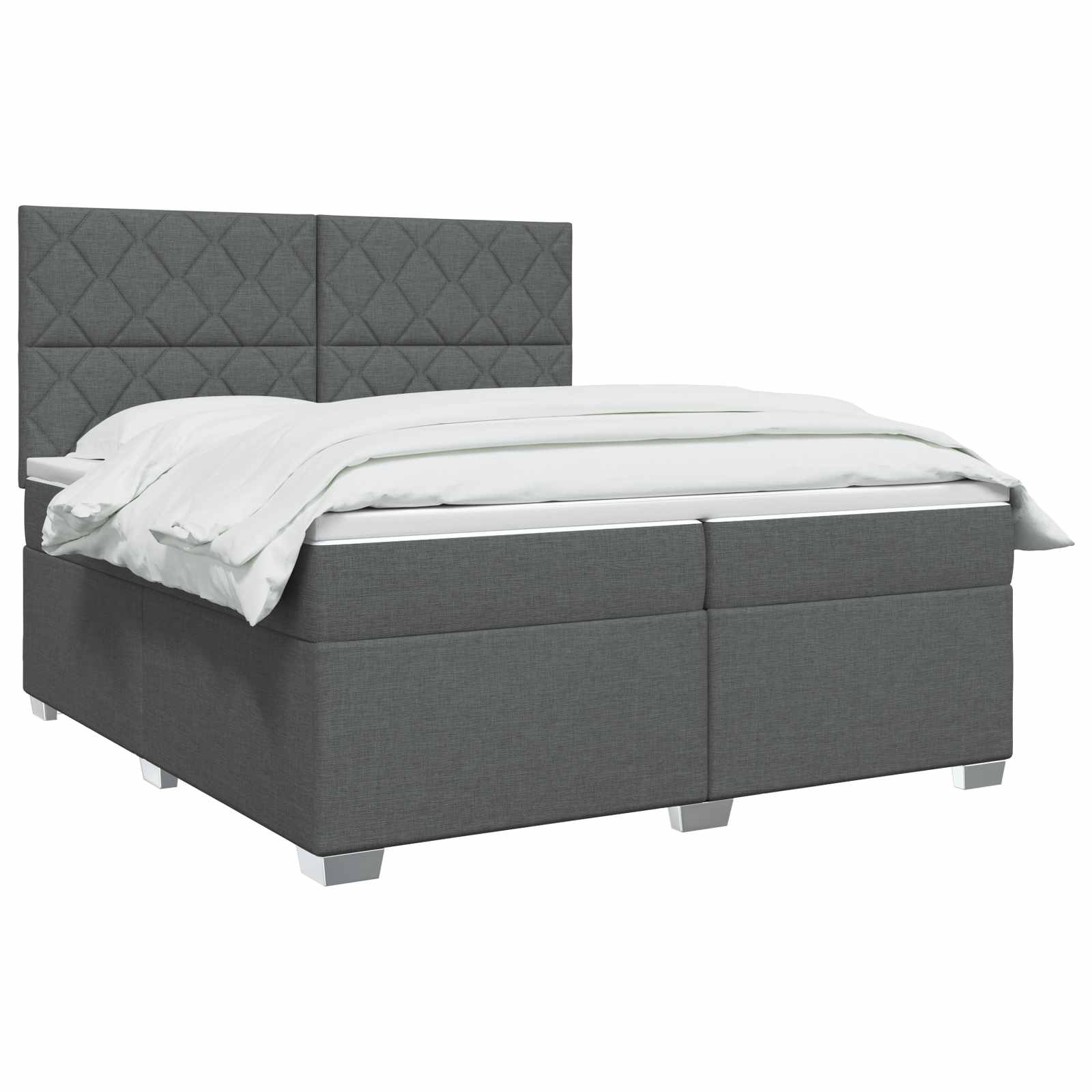 Κρεβάτι box spring με στρώμα Σκούρο Γκρι 200 x 200 cm Ύφασμα - Pakobazaar