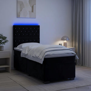 Κρεβάτι box spring με στρώμα Μαύρο 80 x 200 cm Βελούδο - Pakobazaar