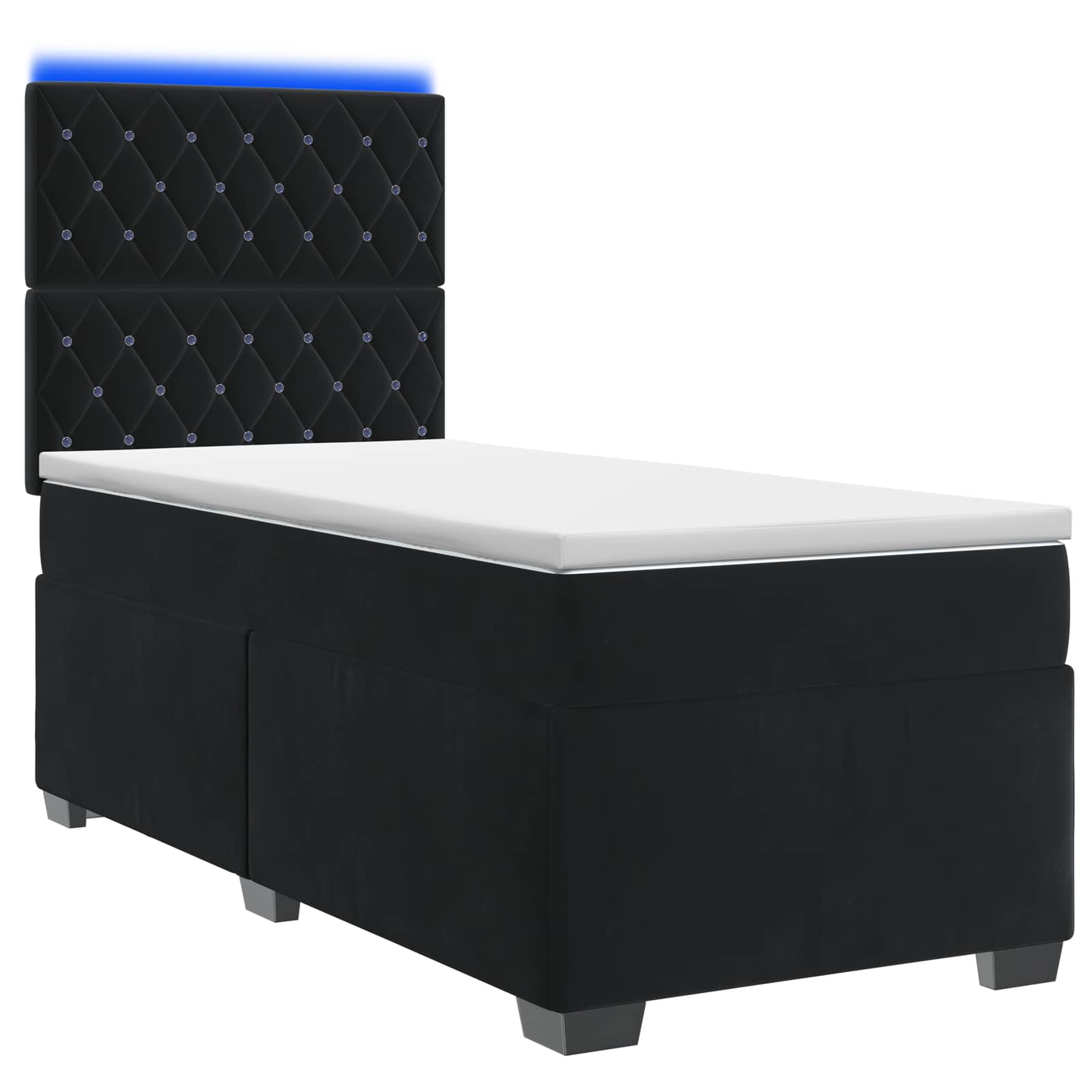 Κρεβάτι box spring με στρώμα Μαύρο 80 x 200 cm Βελούδο - Pakobazaar