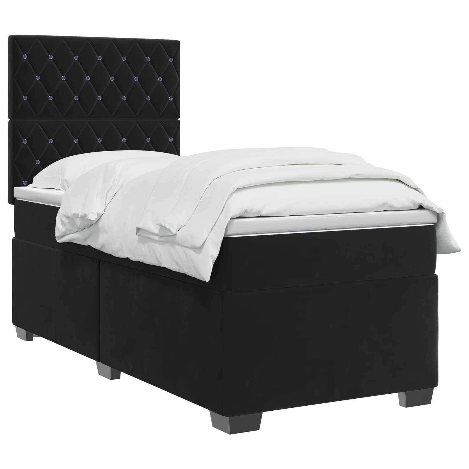 Κρεβάτι box spring με στρώμα Μαύρο 80 x 200 cm Βελούδο - Pakobazaar