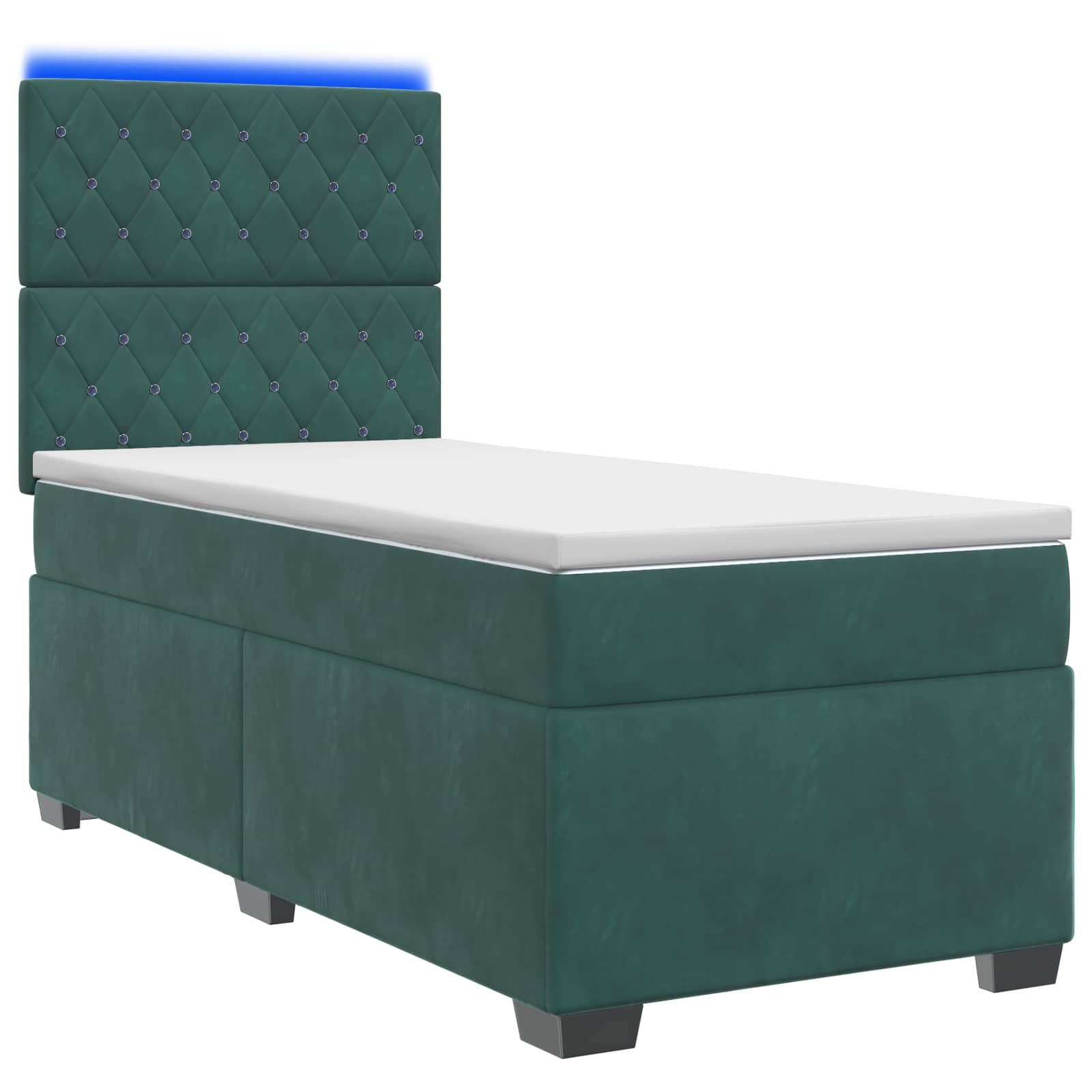 Κρεβάτι box spring με στρώμα Σκούρο Πράσινο 80 x 200 cm Βελούδο - Pakobazaar
