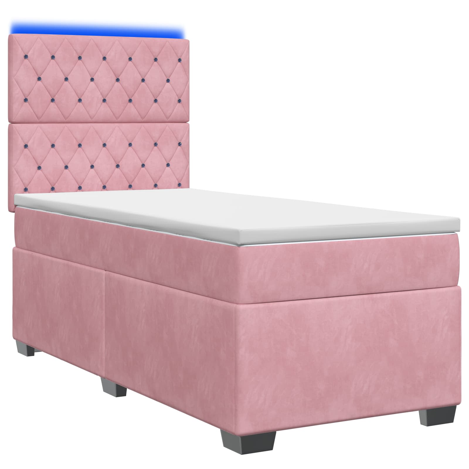 Κρεβάτι box spring με στρώμα Ροζ 80 x 200 cm Βελούδο - Pakobazaar