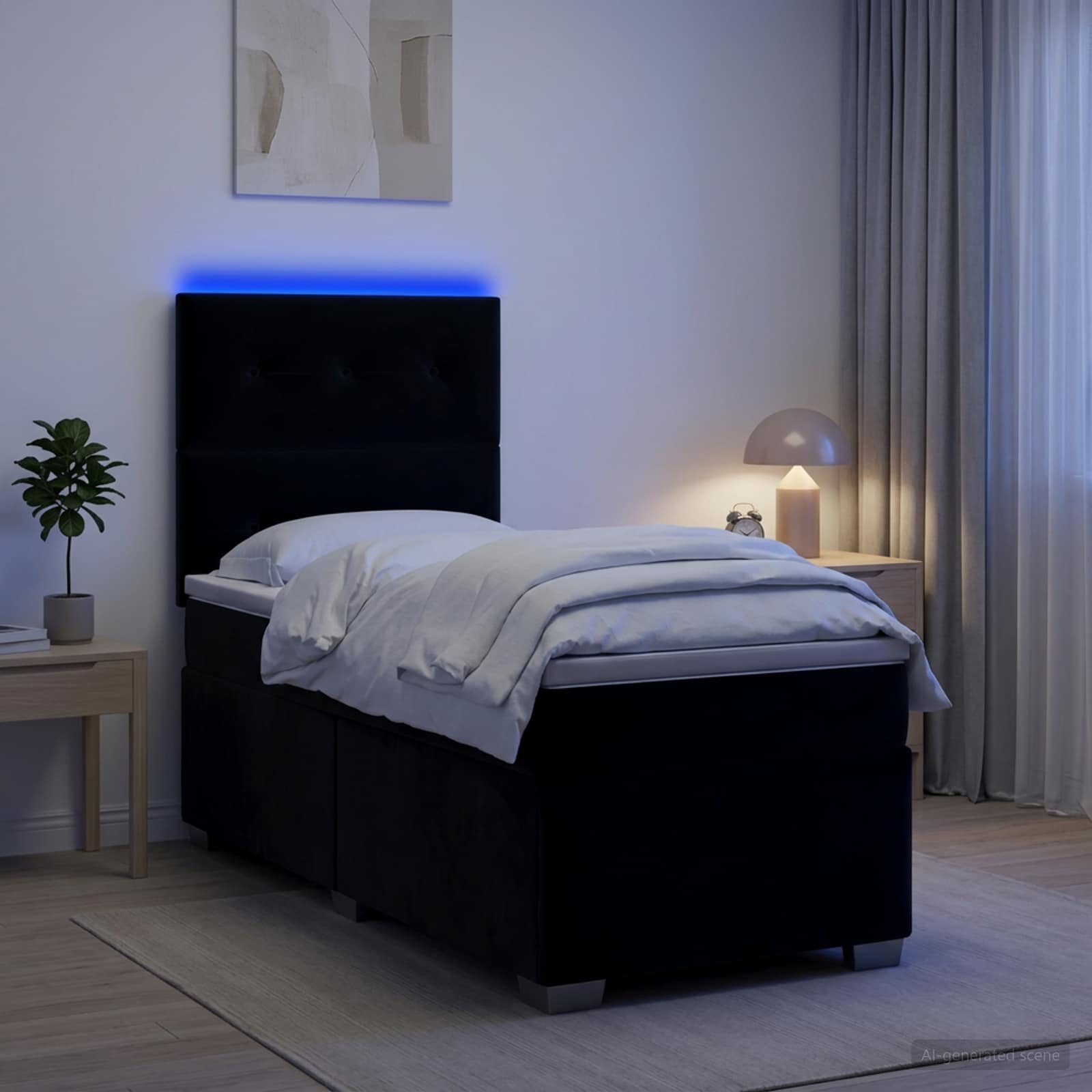 Κρεβάτι box spring με στρώμα Μαύρο 80 x 200 cm Βελούδο