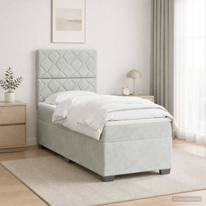 Κρεβάτι box spring με στρώμα Ανοιχτό γκρι 80 x 200 cm Βελούδο - Pakobazaar