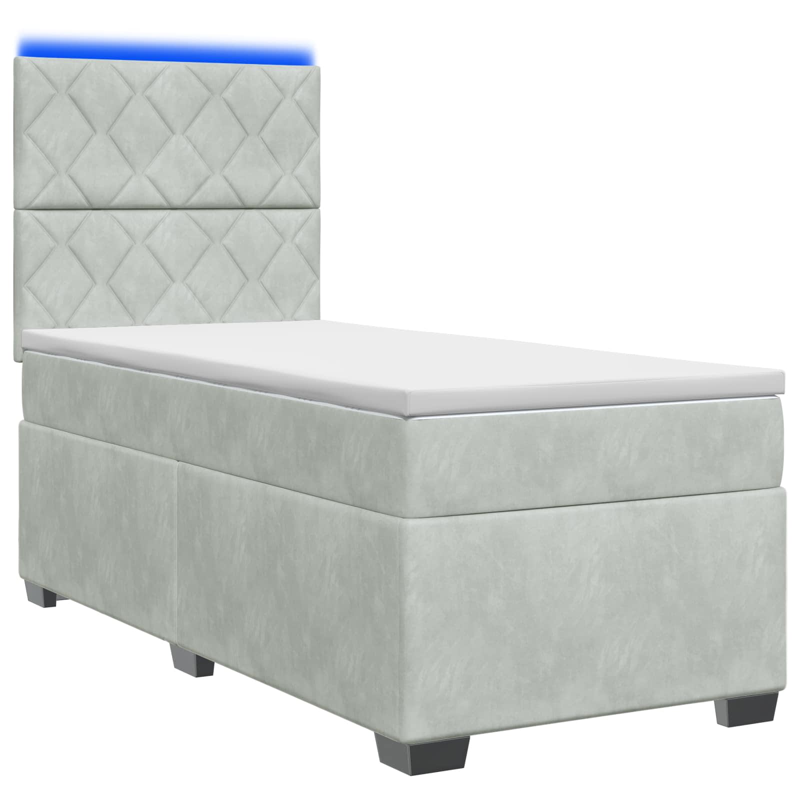 Κρεβάτι box spring με στρώμα Ανοιχτό γκρι 80 x 200 cm Βελούδο - Pakobazaar