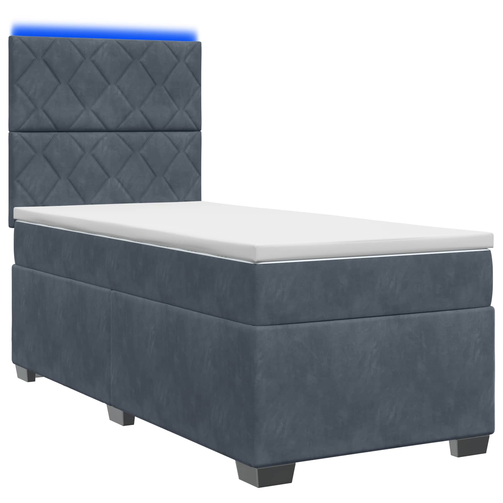 Κρεβάτι box spring με στρώμα Σκούρο Γκρι 80 x 200 cm Βελούδο - Pakobazaar