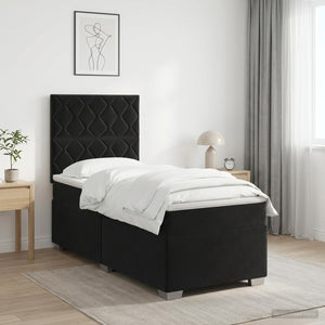 Κρεβάτι box spring με στρώμα Μαύρο 100 x 200 cm Βελούδο - Pakobazaar