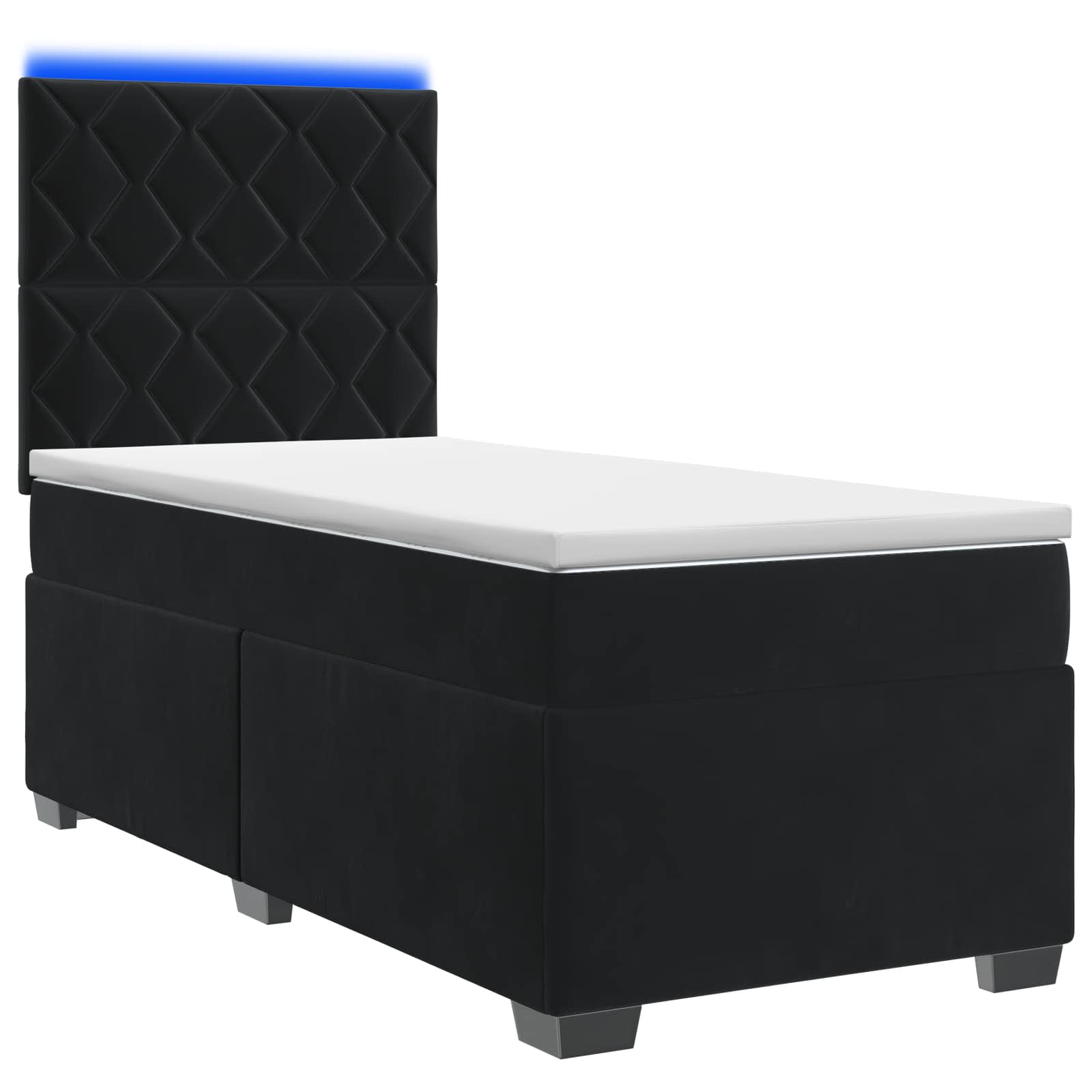 Κρεβάτι box spring με στρώμα Μαύρο 80 x 200 cm Βελούδο - Pakobazaar