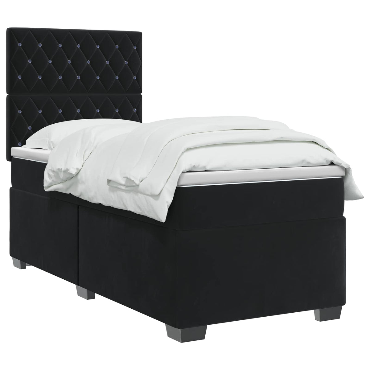 Κρεβάτι box spring με στρώμα Μαύρο 90 x 190 cm Βελούδο - Pakobazaar