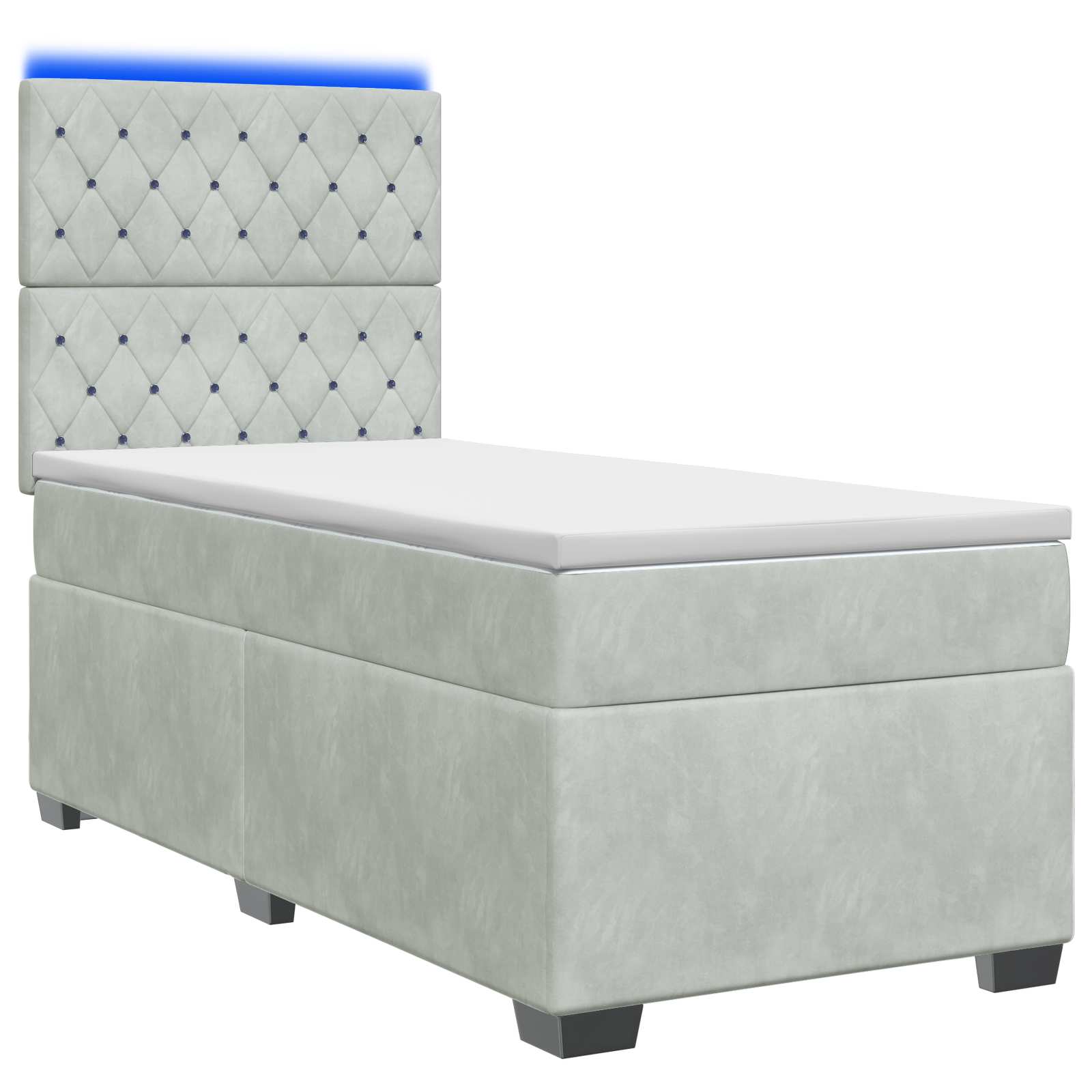 Κρεβάτι box spring με στρώμα Μπλε 90 x 190 cm Βελούδο - Pakobazaar