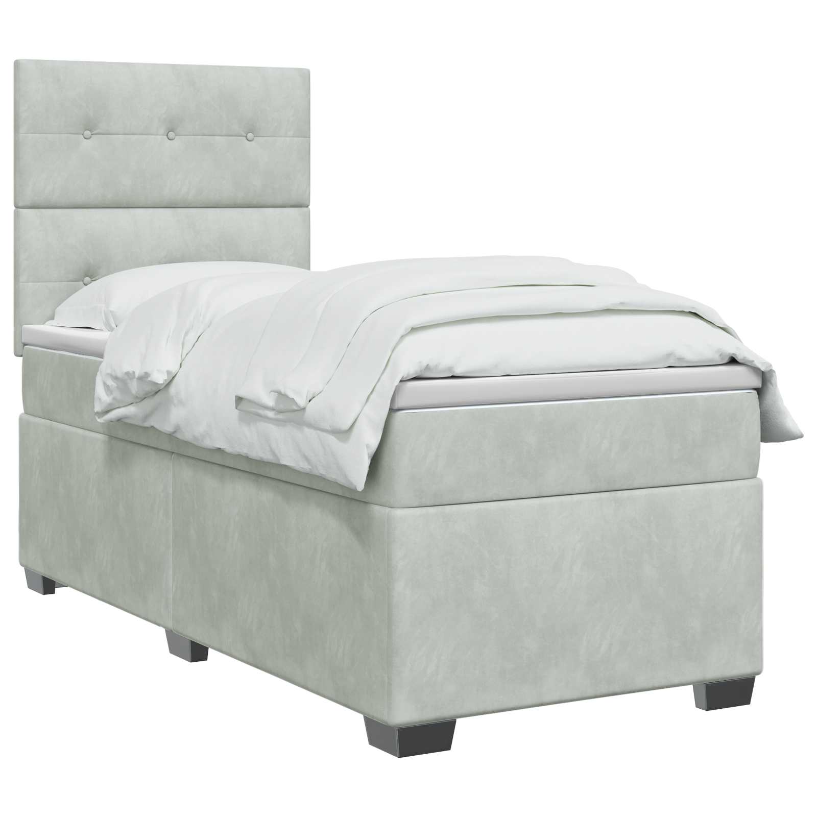 Κρεβάτι box spring με στρώμα Ανοιχτό γκρι 90 x 200 cm Βελούδο