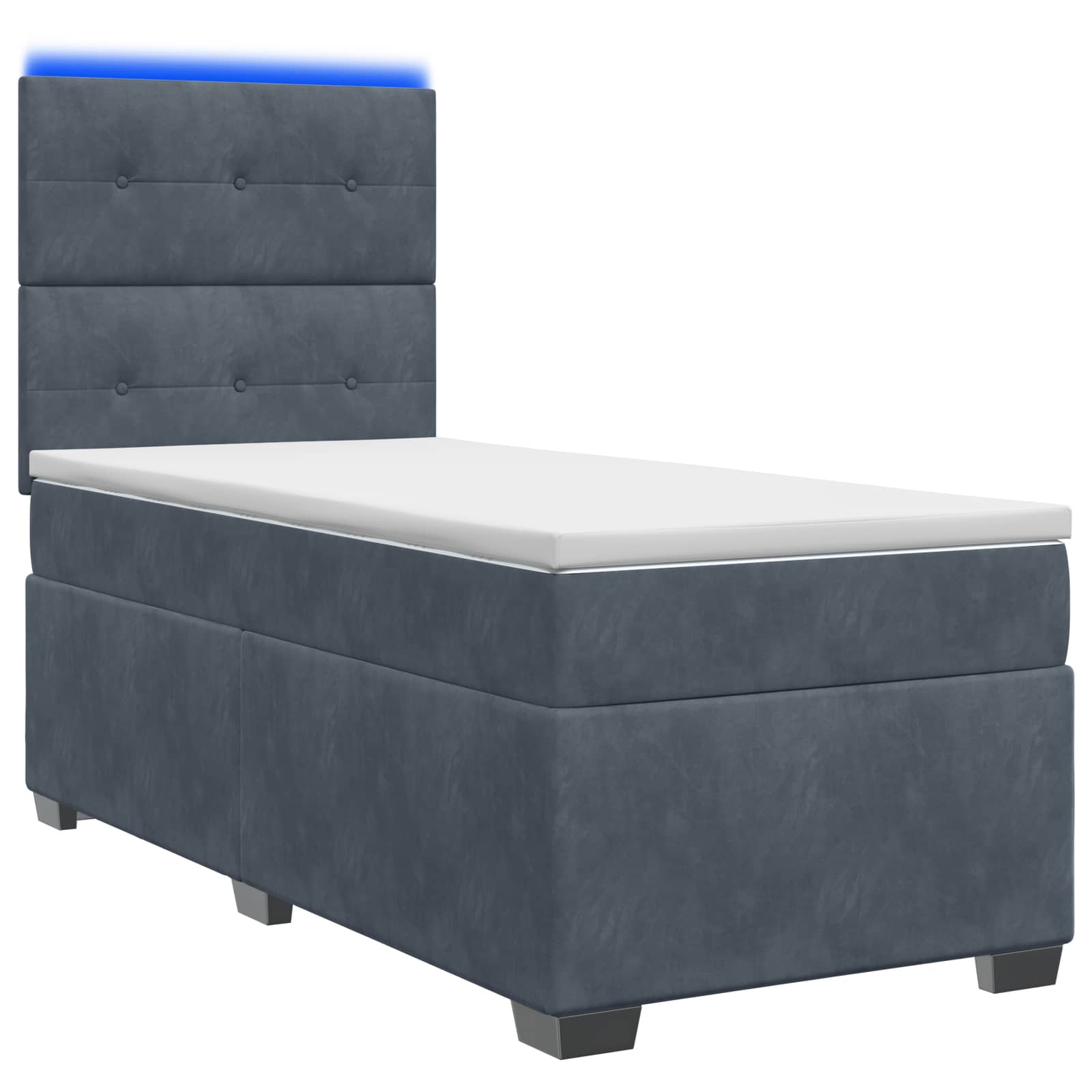 Κρεβάτι box spring με στρώμα Σκούρο Γκρι 90 x 200 cm Βελούδο - Pakobazaar