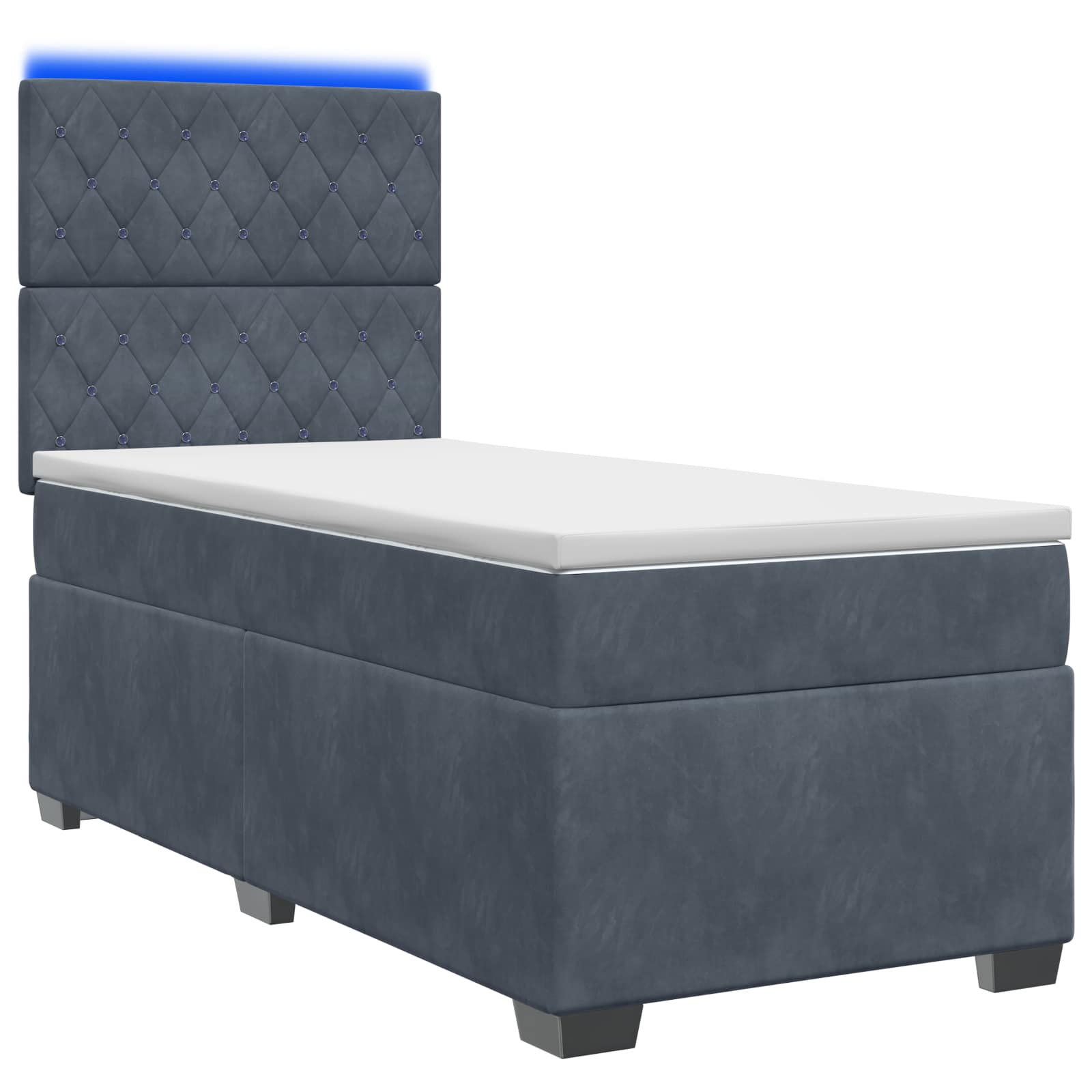 Κρεβάτι box spring με στρώμα Σκούρο Γκρι 100 x 200 cm Βελούδο - Pakobazaar