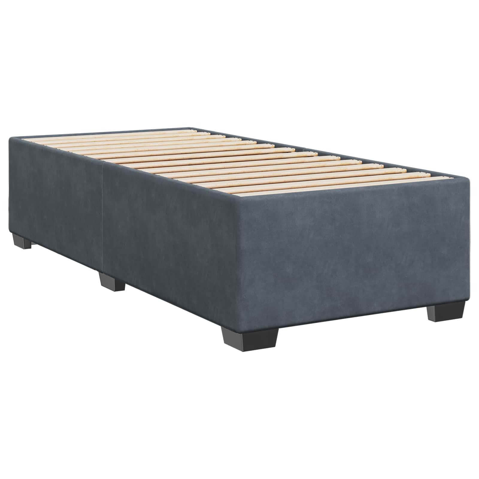 Κρεβάτι box spring με στρώμα Σκούρο Γκρι 100 x 200 cm Βελούδο - Pakobazaar