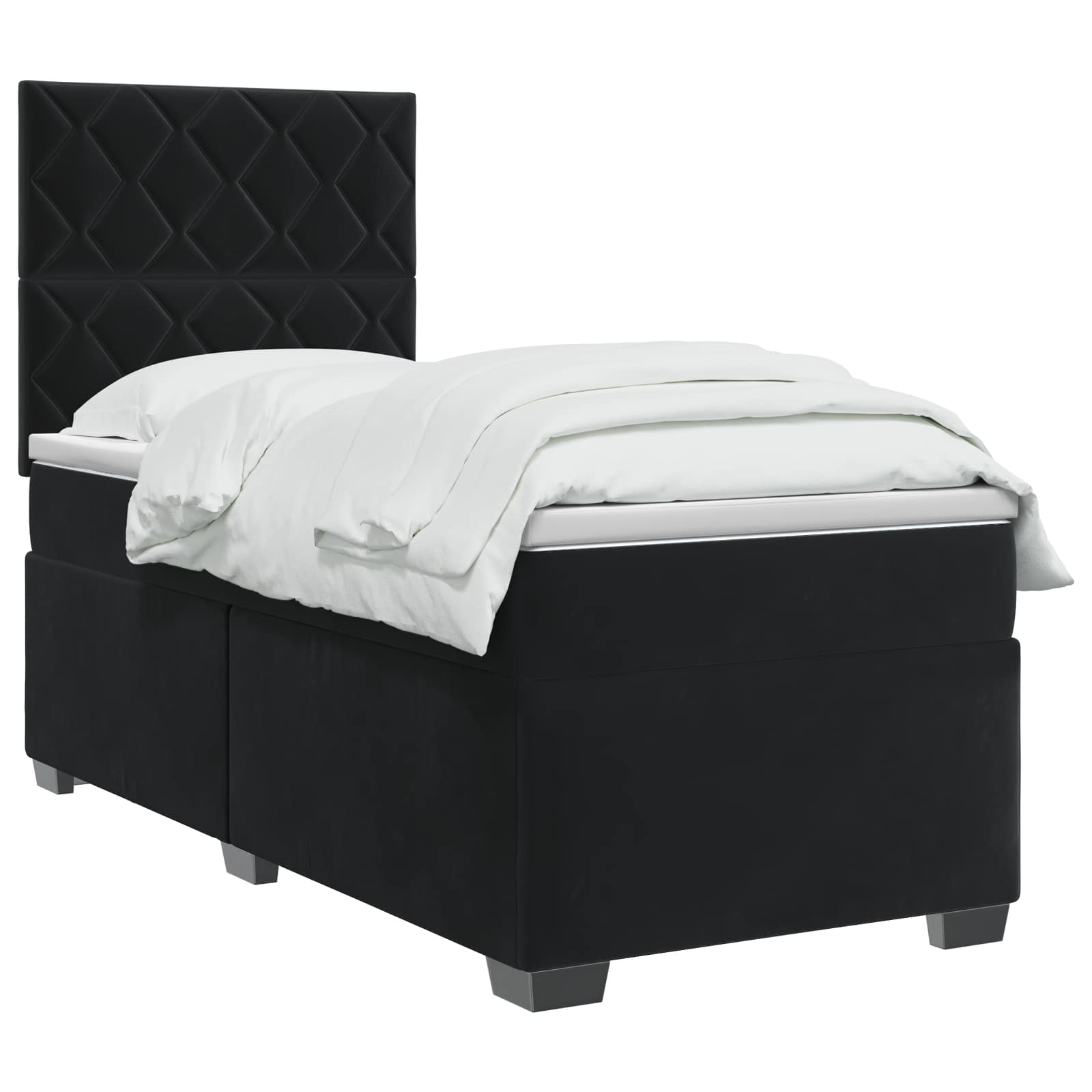 Κρεβάτι box spring με στρώμα Μαύρο 100 x 200 cm Βελούδο - Pakobazaar