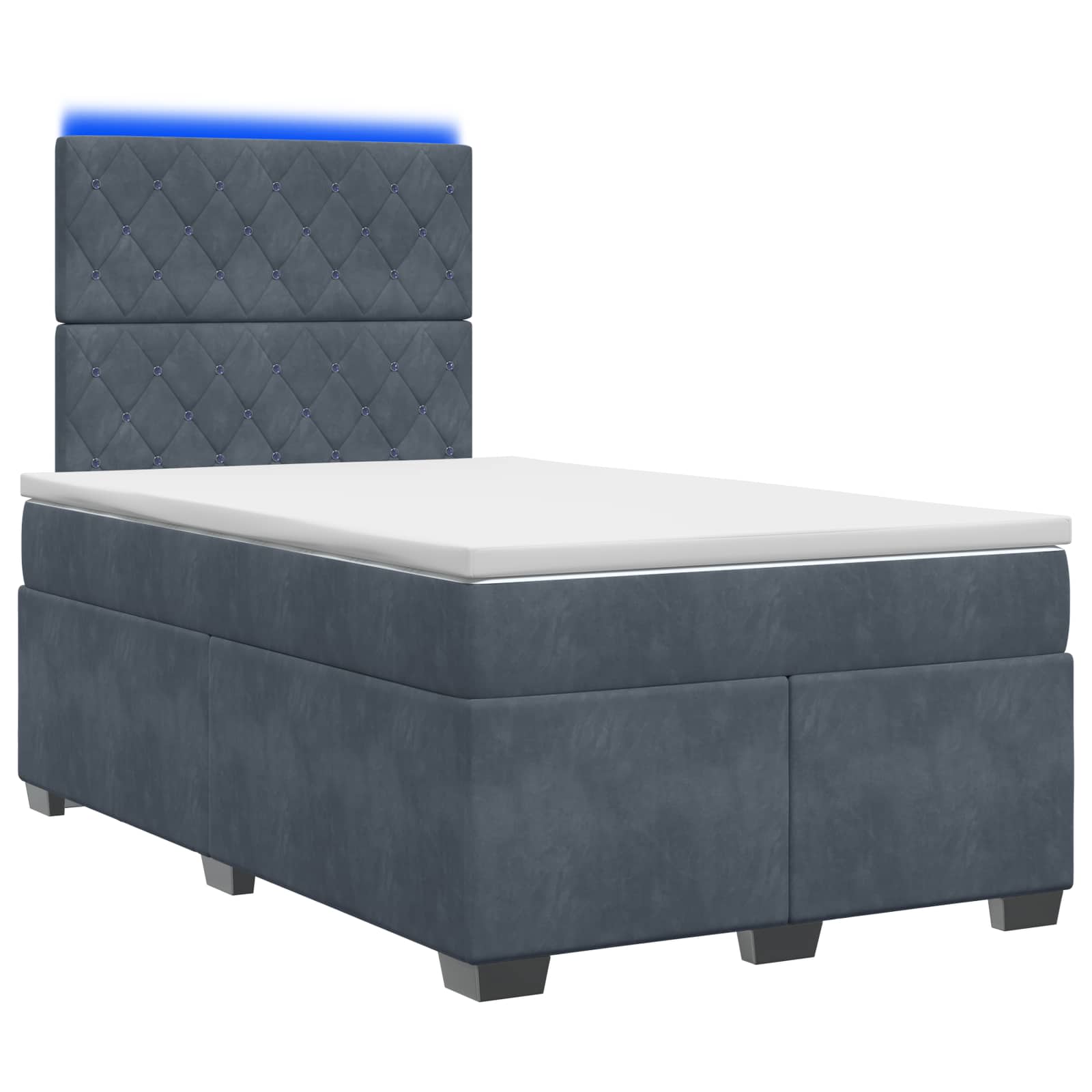 Κρεβάτι box spring με στρώμα Σκούρο Γκρι 120 x 190 cm Βελούδο - Pakobazaar