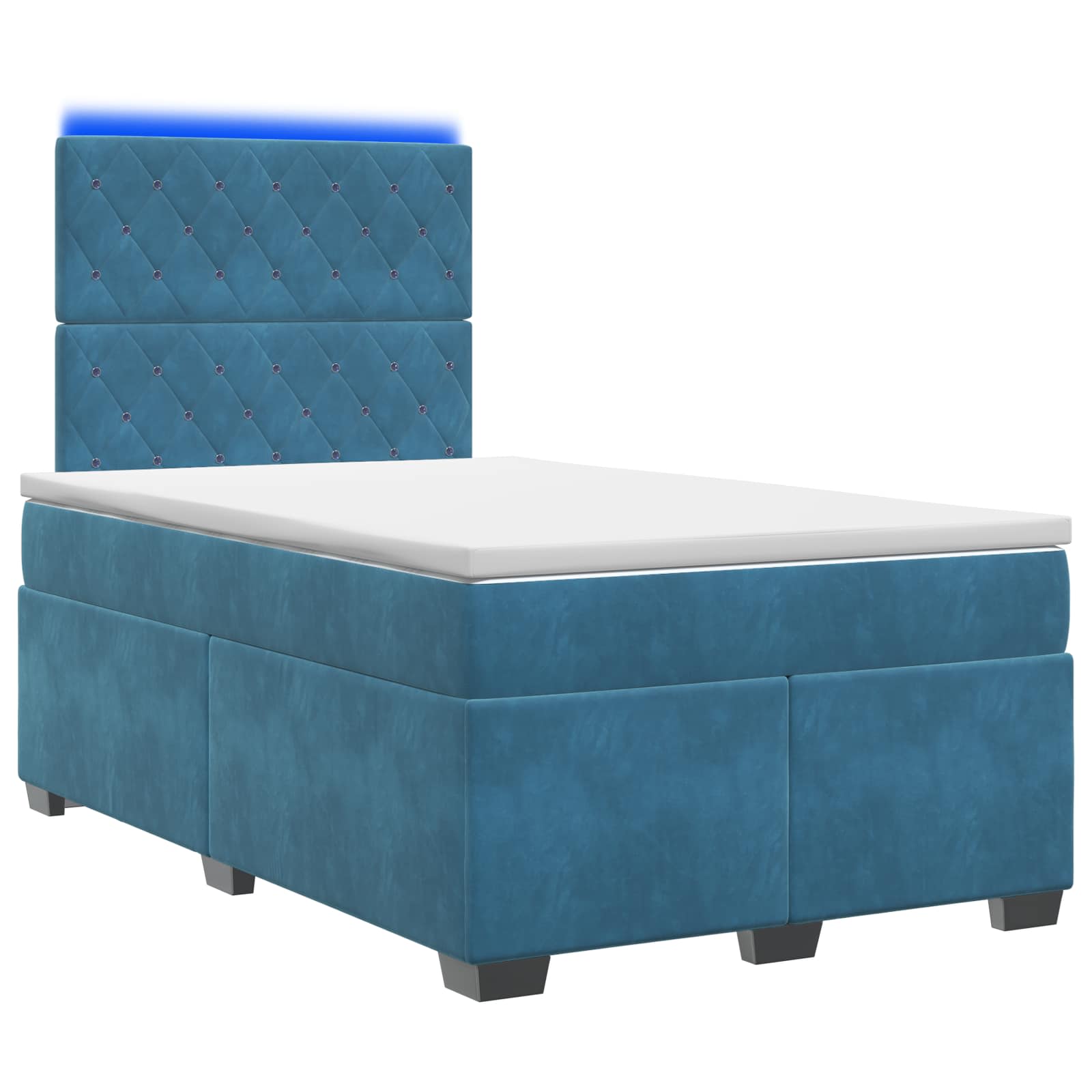 Κρεβάτι box spring με στρώμα Μπλε 120 x 190 cm Βελούδο - Pakobazaar