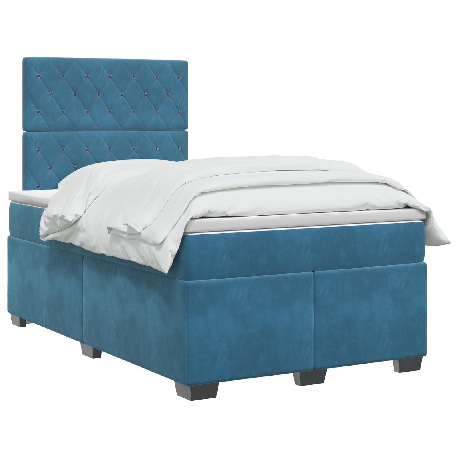 Κρεβάτι box spring με στρώμα Μπλε 120 x 190 cm Βελούδο - Pakobazaar