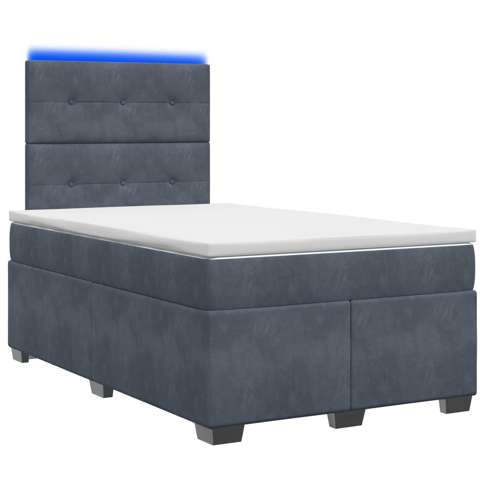 Κρεβάτι box spring με στρώμα Σκούρο Γκρι 120 x 190 cm Βελούδο - Pakobazaar