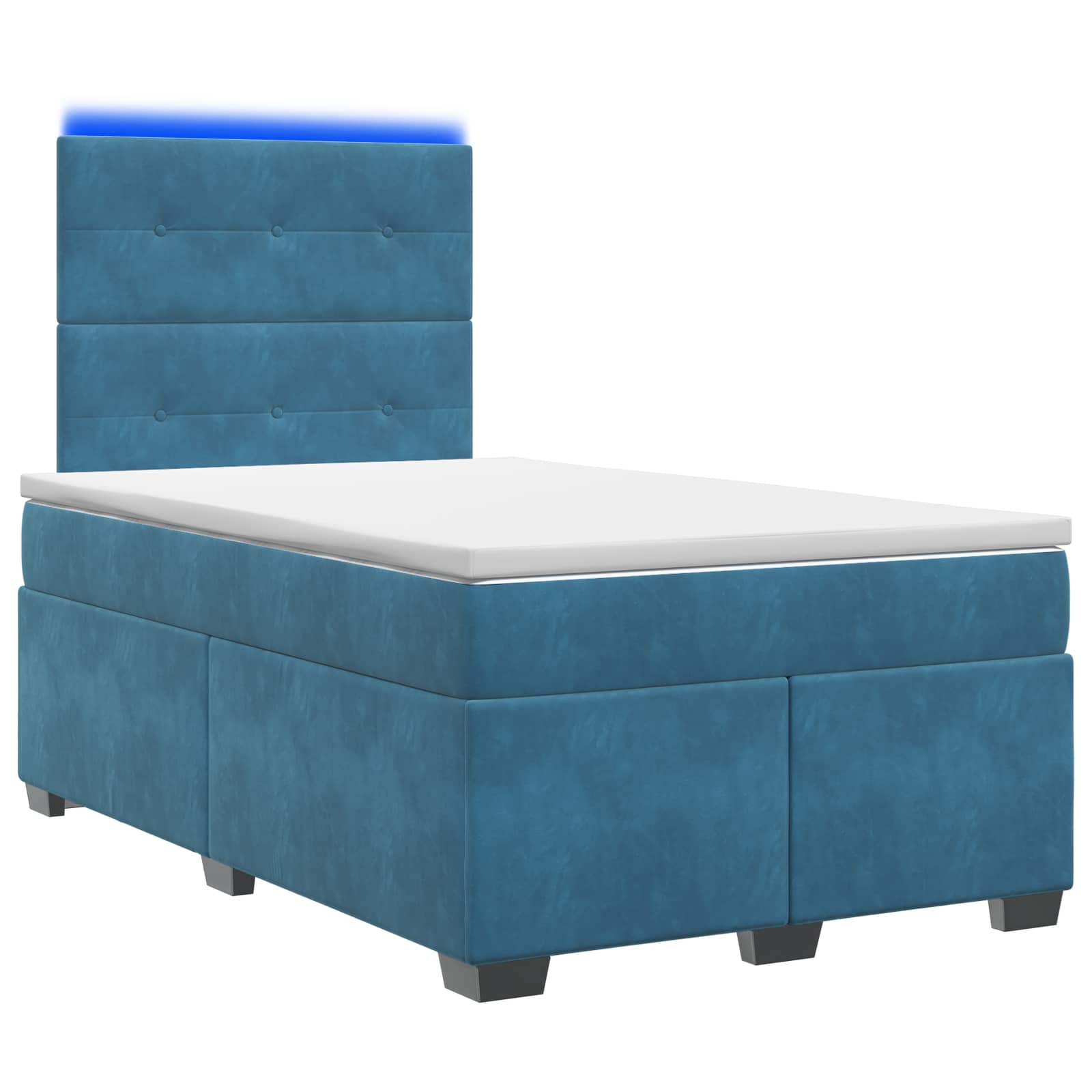 Κρεβάτι box spring με στρώμα Μπλε 120 x 190 cm Βελούδο - Pakobazaar