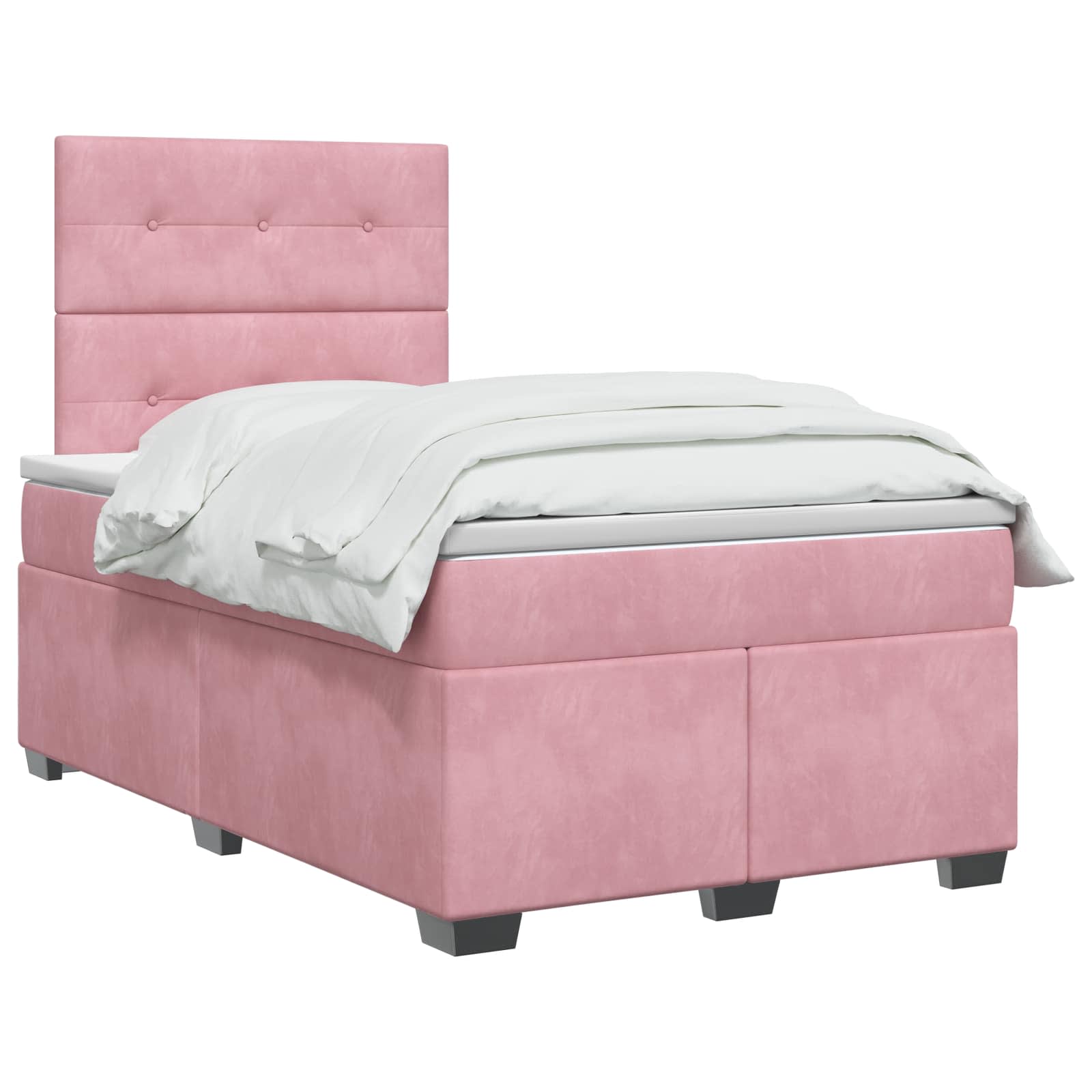 Κρεβάτι box spring με στρώμα Ροζ 120 x 190 cm Βελούδο - Pakobazaar