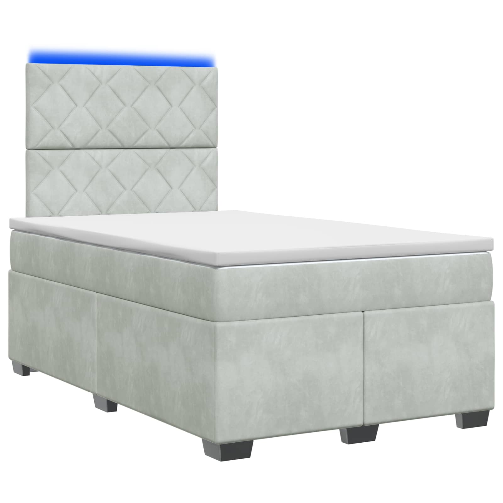 Κρεβάτι box spring με στρώμα Ανοιχτό γκρι 120 x 190 cm Βελούδο - Pakobazaar