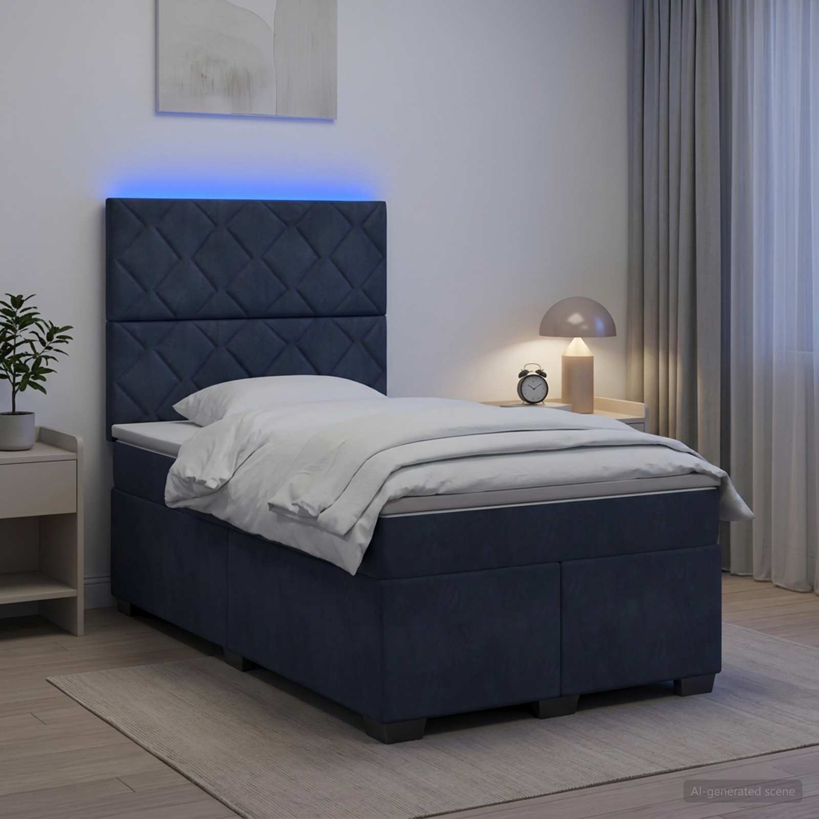 Κρεβάτι box spring με στρώμα Σκούρο Γκρι 120 x 190 cm Βελούδο - Pakobazaar
