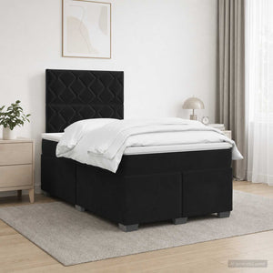 Κρεβάτι box spring με στρώμα Μαύρο 120 x 190 cm Βελούδο - Pakobazaar