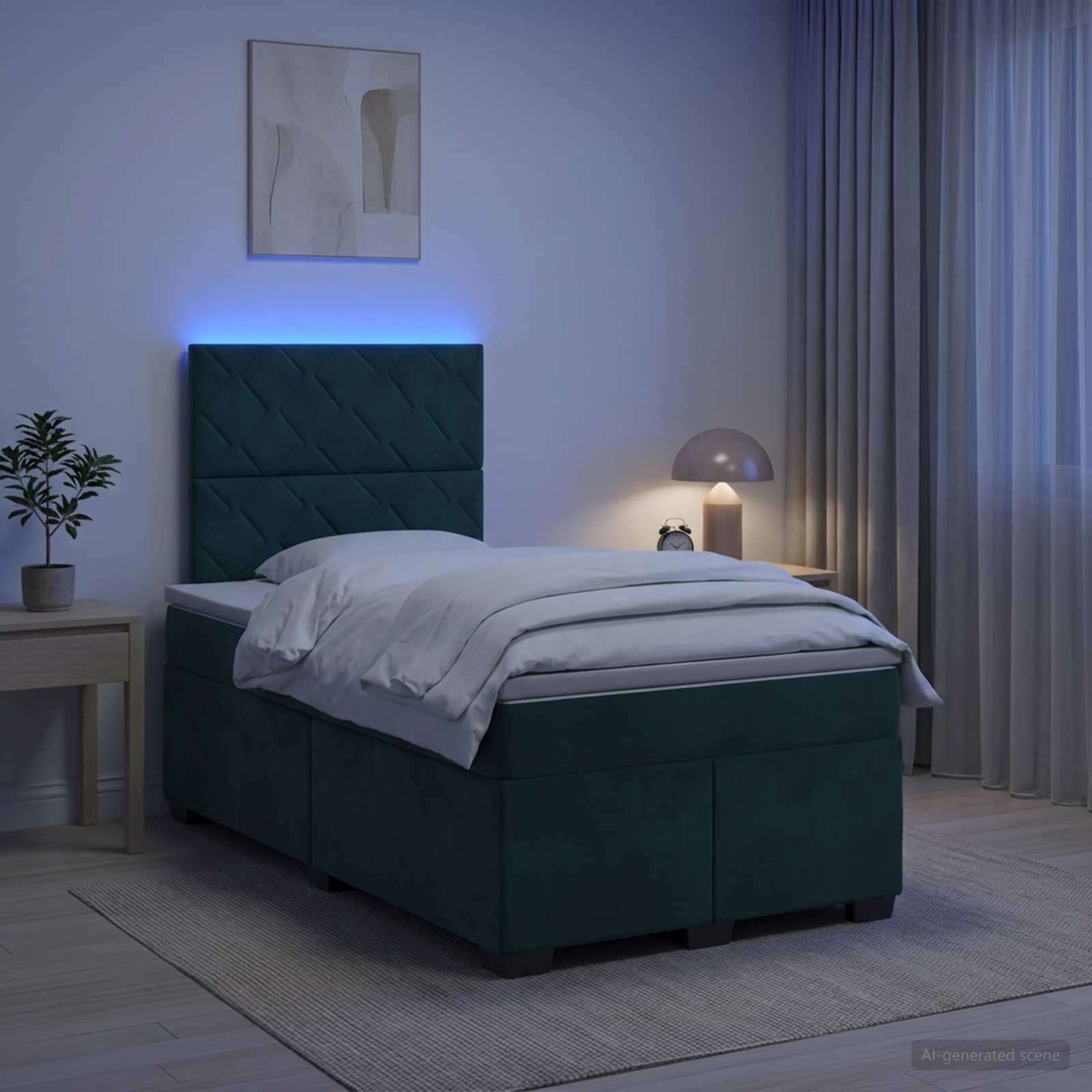 Κρεβάτι box spring με στρώμα Σκούρο Πράσινο 120 x 190 cm - Pakobazaar