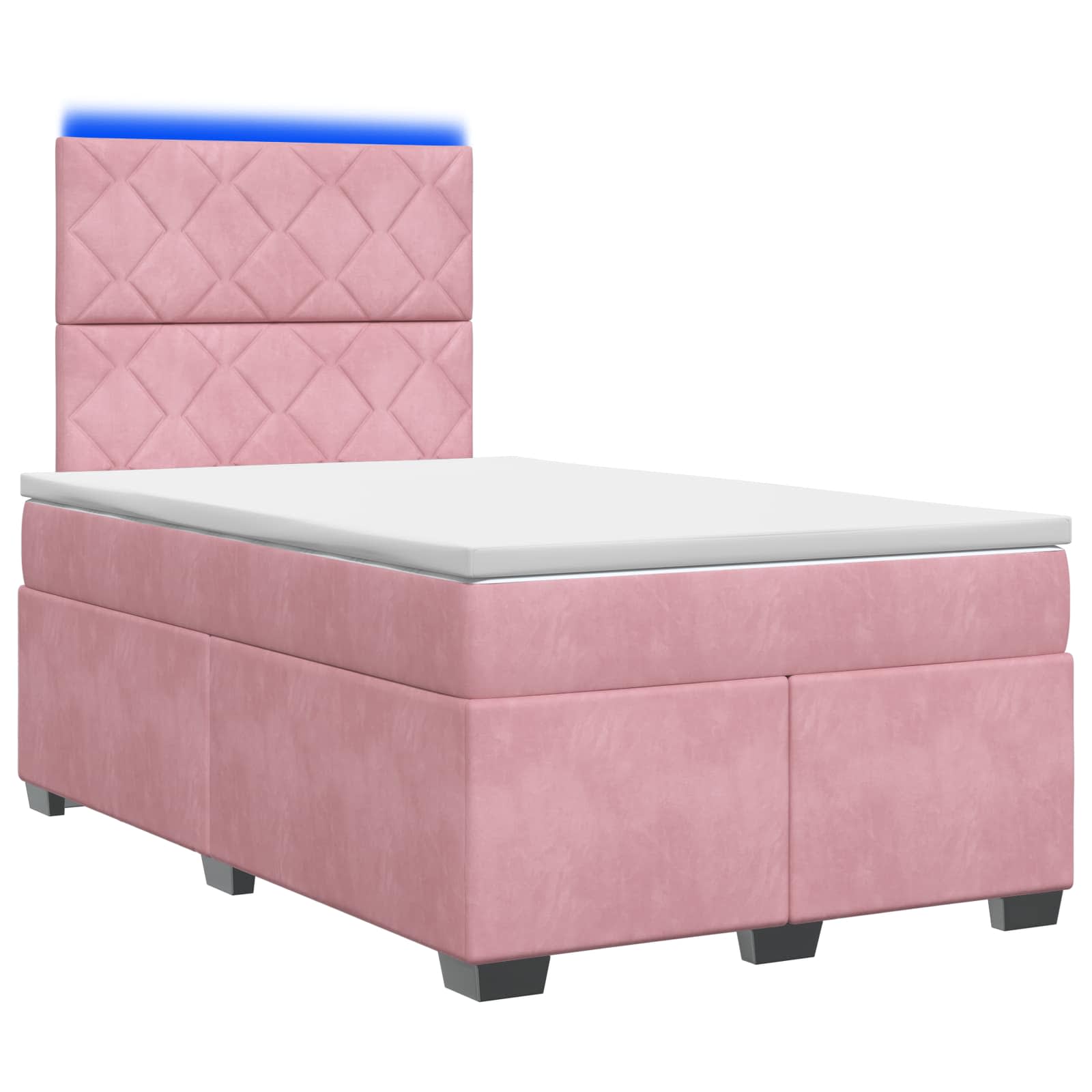 Κρεβάτι box spring με στρώμα Ροζ 120 x 190 cm Βελούδο - Pakobazaar