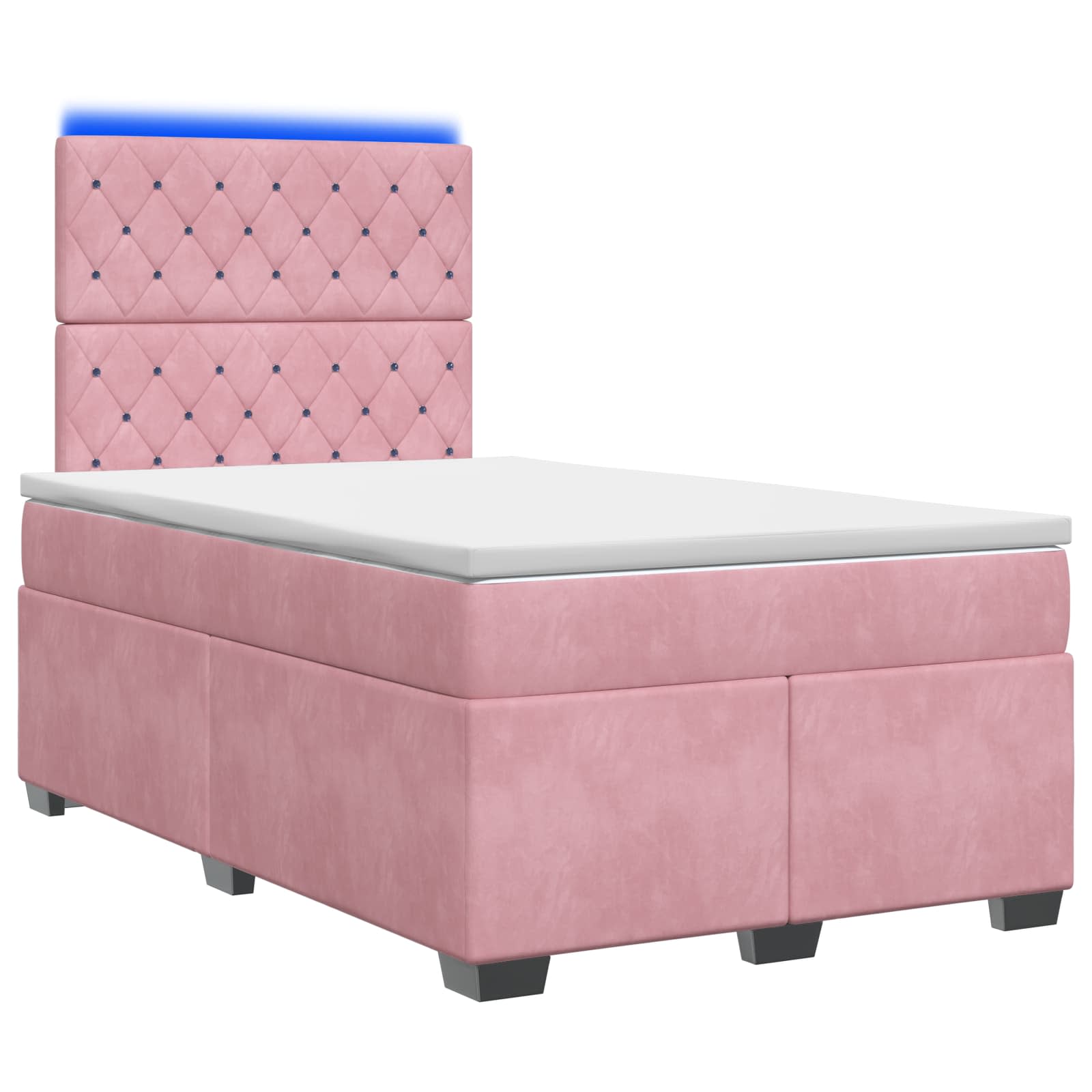 Κρεβάτι box spring με στρώμα Ροζ 120 x 200 cm Βελούδο - Pakobazaar