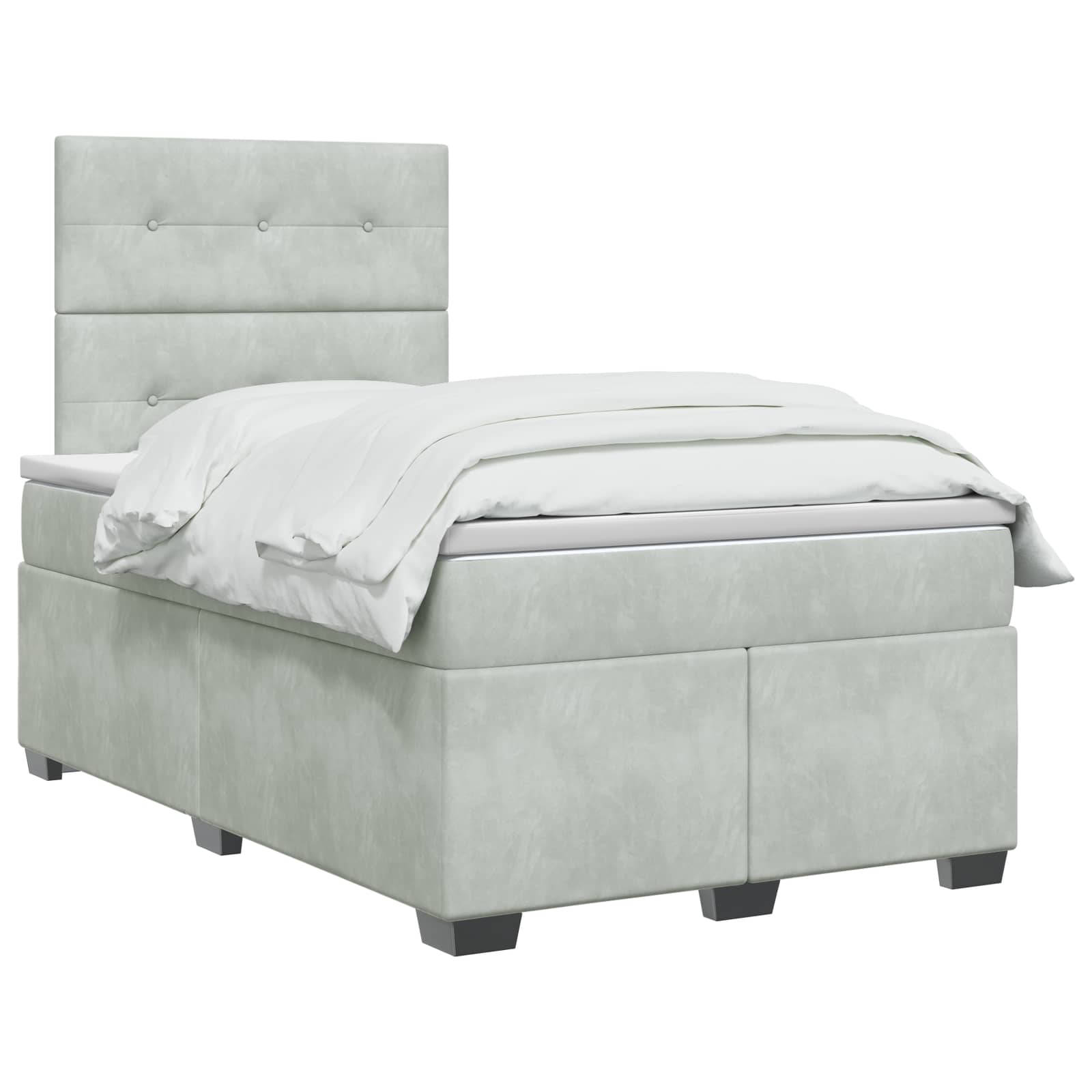 Κρεβάτι box spring με στρώμα Ανοιχτό γκρι 120 x 200 cm Βελούδο