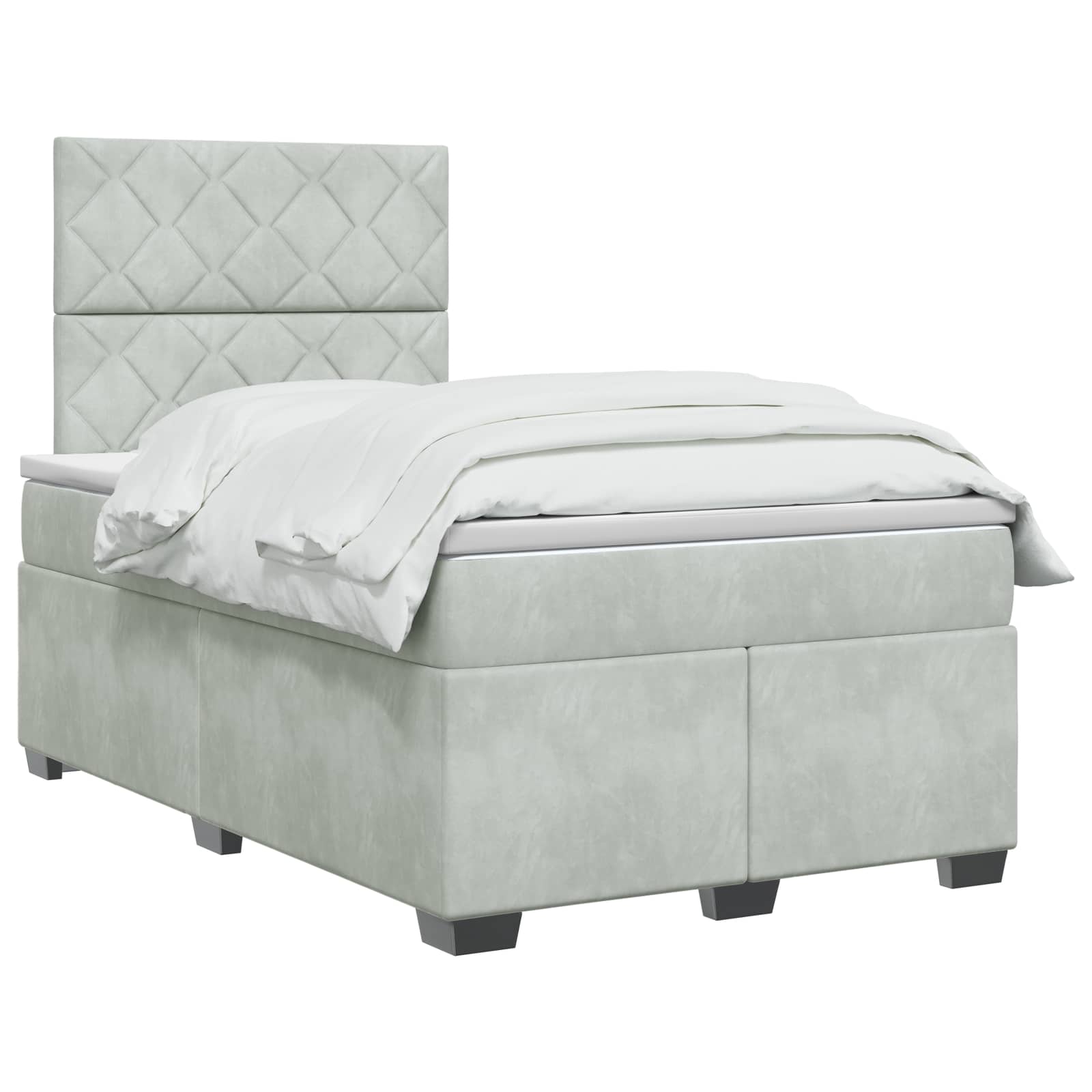 Κρεβάτι box spring με στρώμα Ανοιχτό γκρι 120 x 200 cm Βελούδο - Pakobazaar