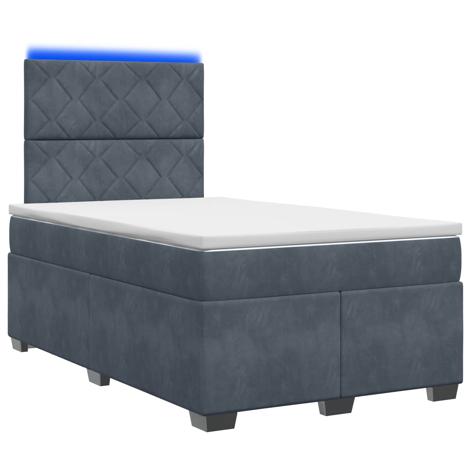 Κρεβάτι box spring με στρώμα Σκούρο Γκρι 120 x 200 cm Βελούδο