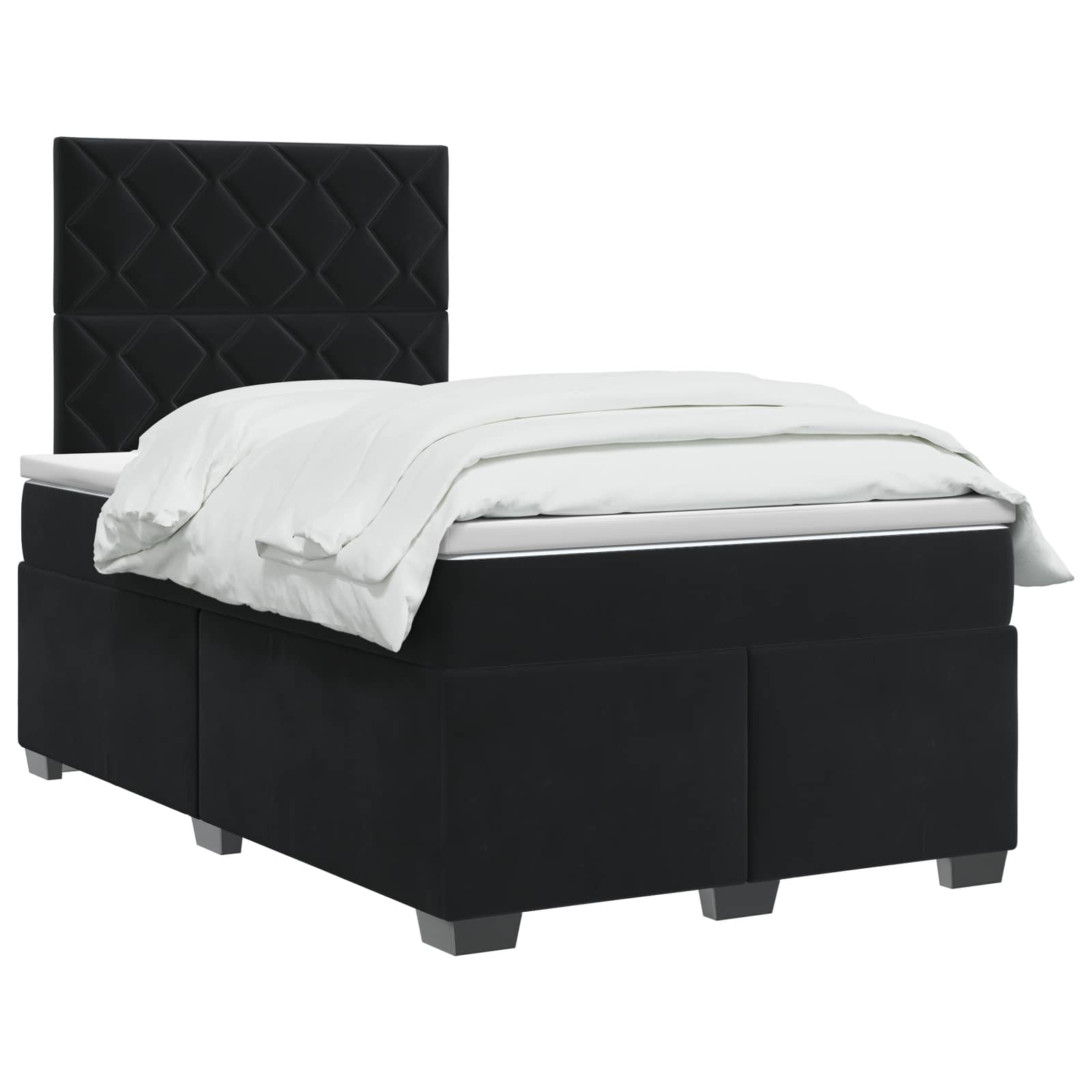 Κρεβάτι box spring με στρώμα Μαύρο 120 x 200 cm Βελούδο