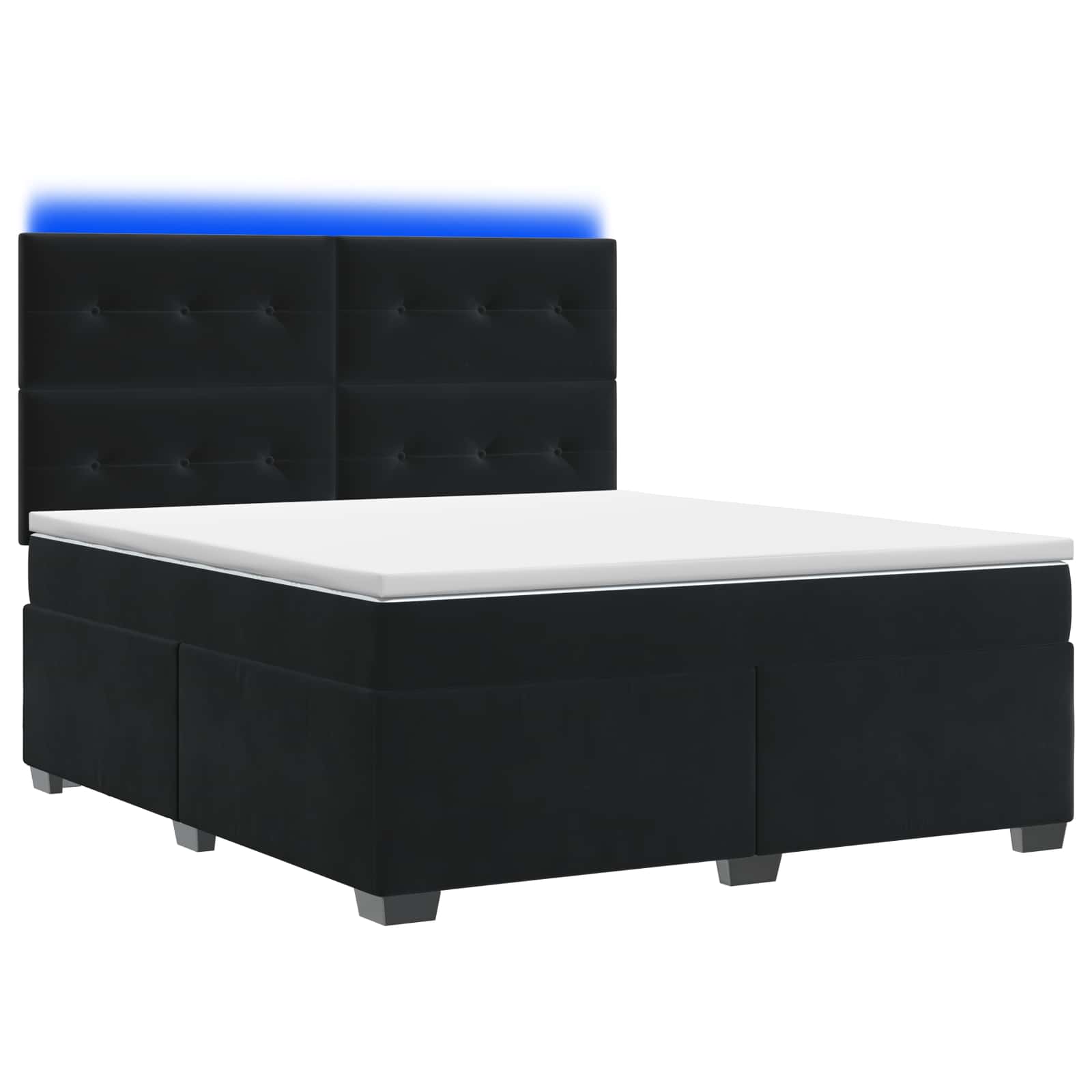 Κρεβάτι box spring με στρώμα Μαύρο 140 x 190 cm Βελούδο - Pakobazaar