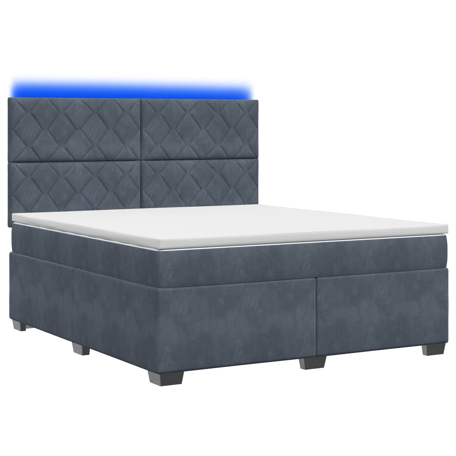Κρεβάτι box spring με στρώμα Σκούρο Γκρι 140 x 200 cm Βελούδο