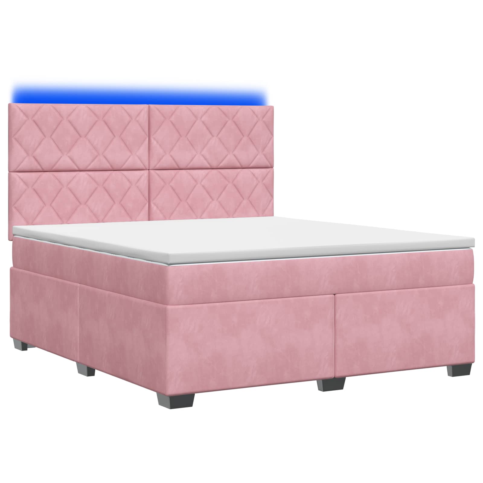 Κρεβάτι box spring με στρώμα Ροζ 140 x 200 cm Βελούδο