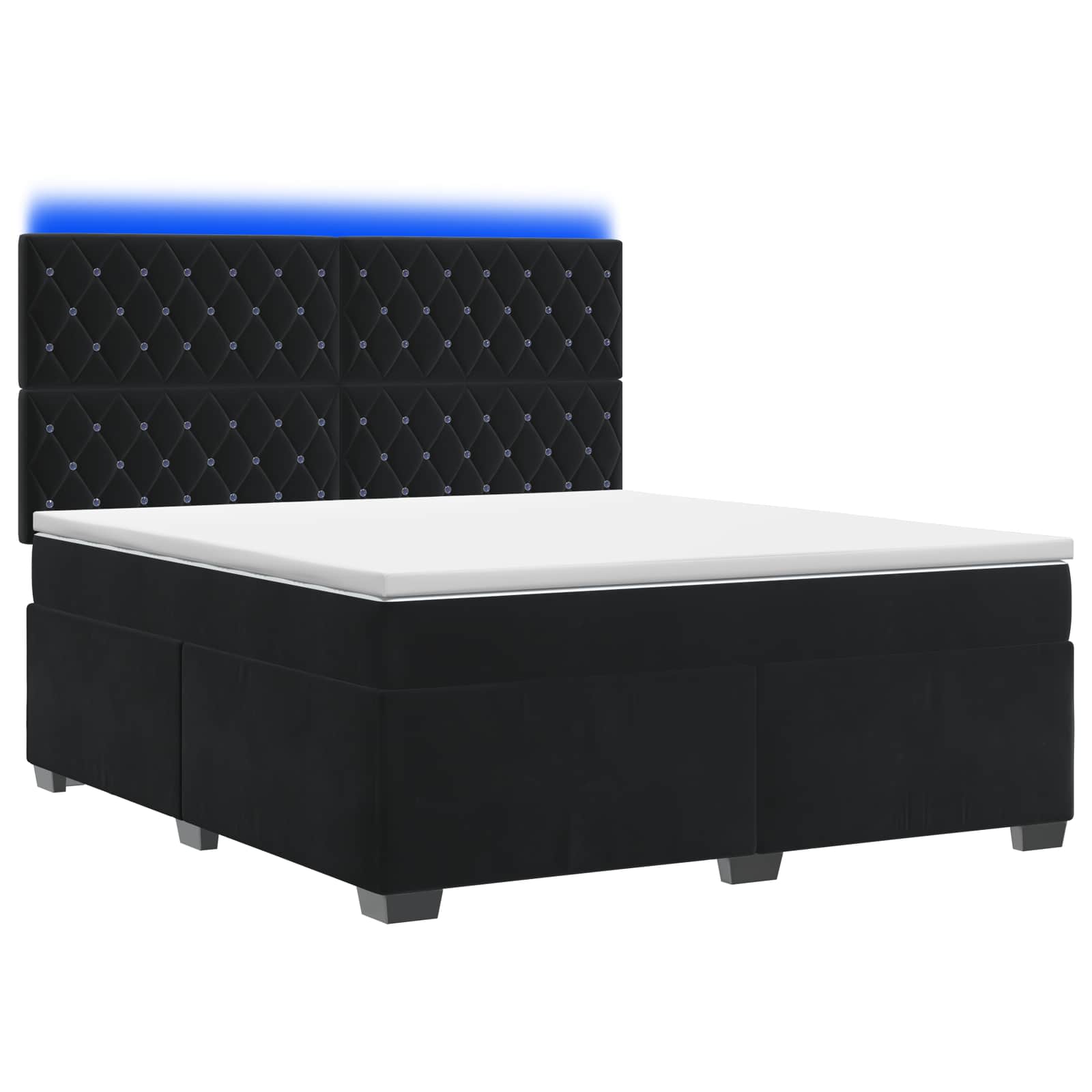 Κρεβάτι box spring με στρώμα Μαύρο 160 x 200 cm Βελούδο - Pakobazaar