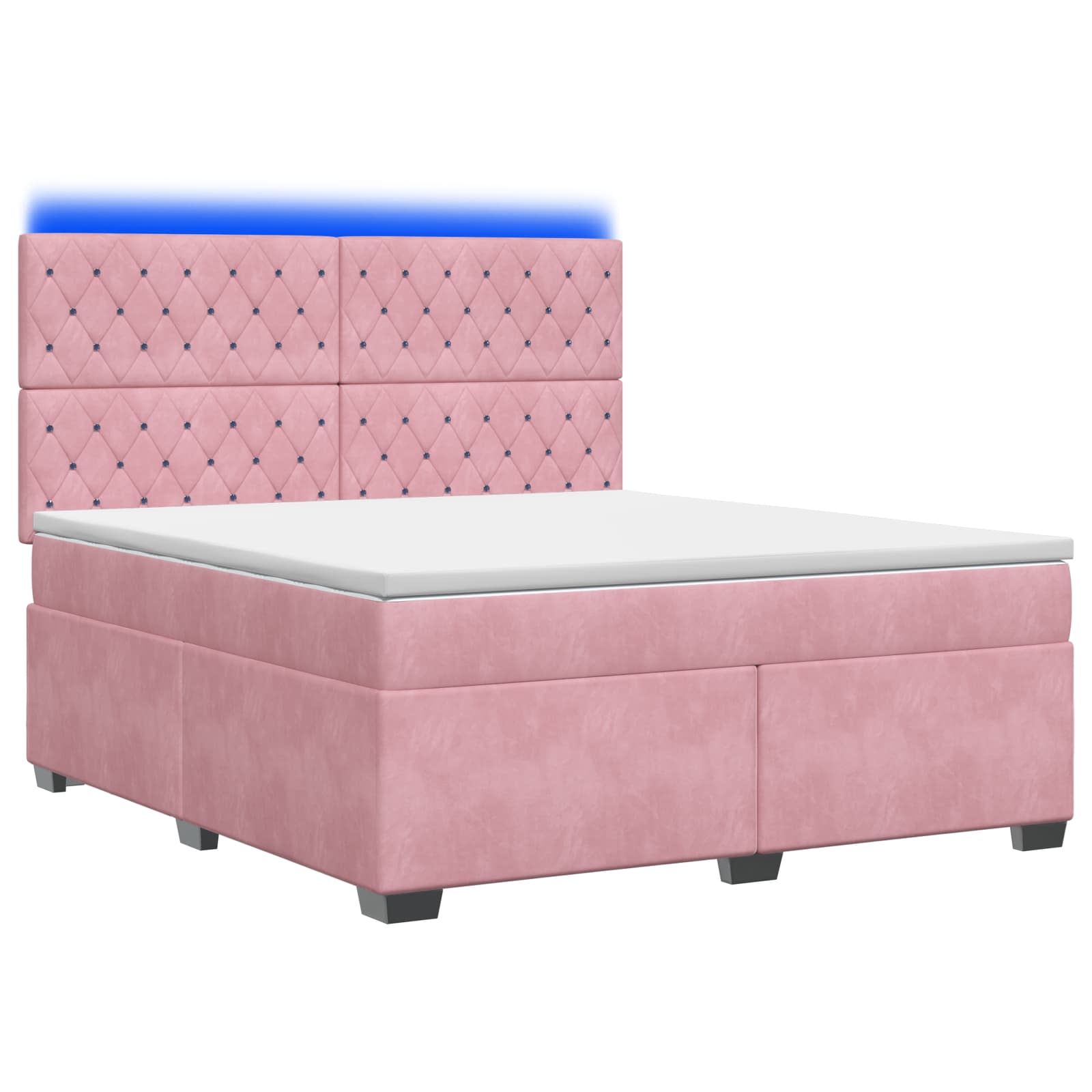 Κρεβάτι box spring με στρώμα Ροζ 160 x 200 cm Βελούδο - Pakobazaar