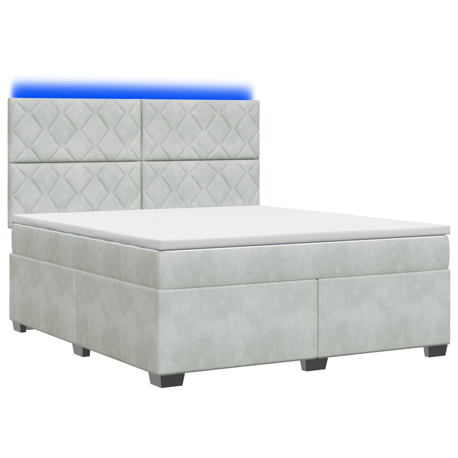 Κρεβάτι box spring με στρώμα Ανοιχτό γκρι 160 x 200 cm Βελούδο - Pakobazaar