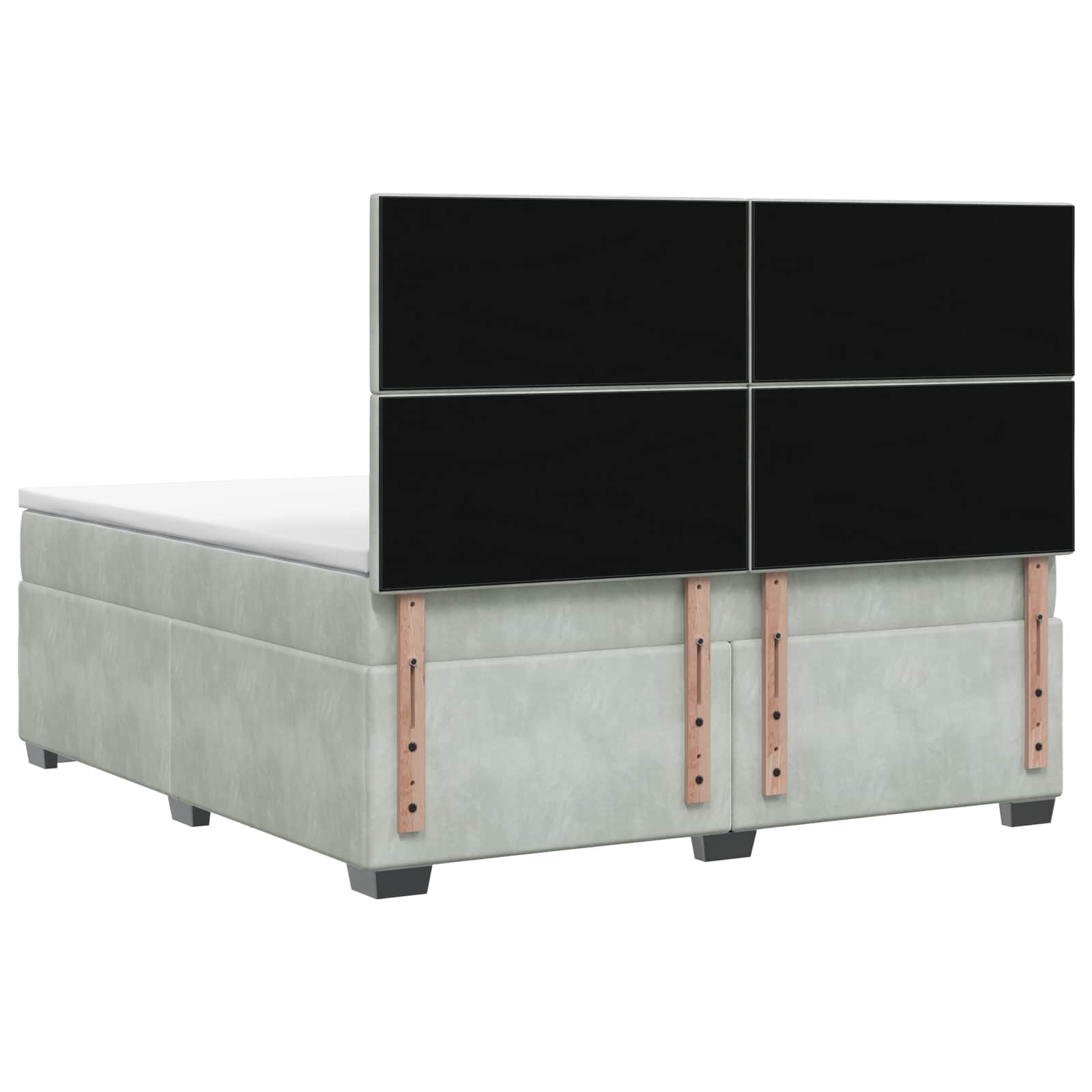 Κρεβάτι box spring με στρώμα Ανοιχτό γκρι 160 x 200 cm Βελούδο - Pakobazaar