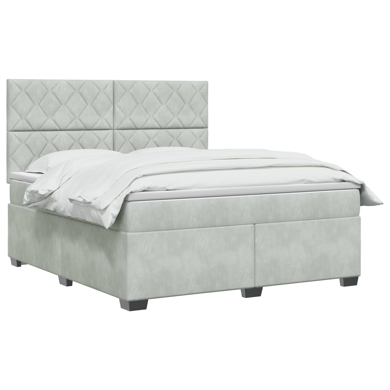 Κρεβάτι box spring με στρώμα Ανοιχτό γκρι 160 x 200 cm Βελούδο - Pakobazaar