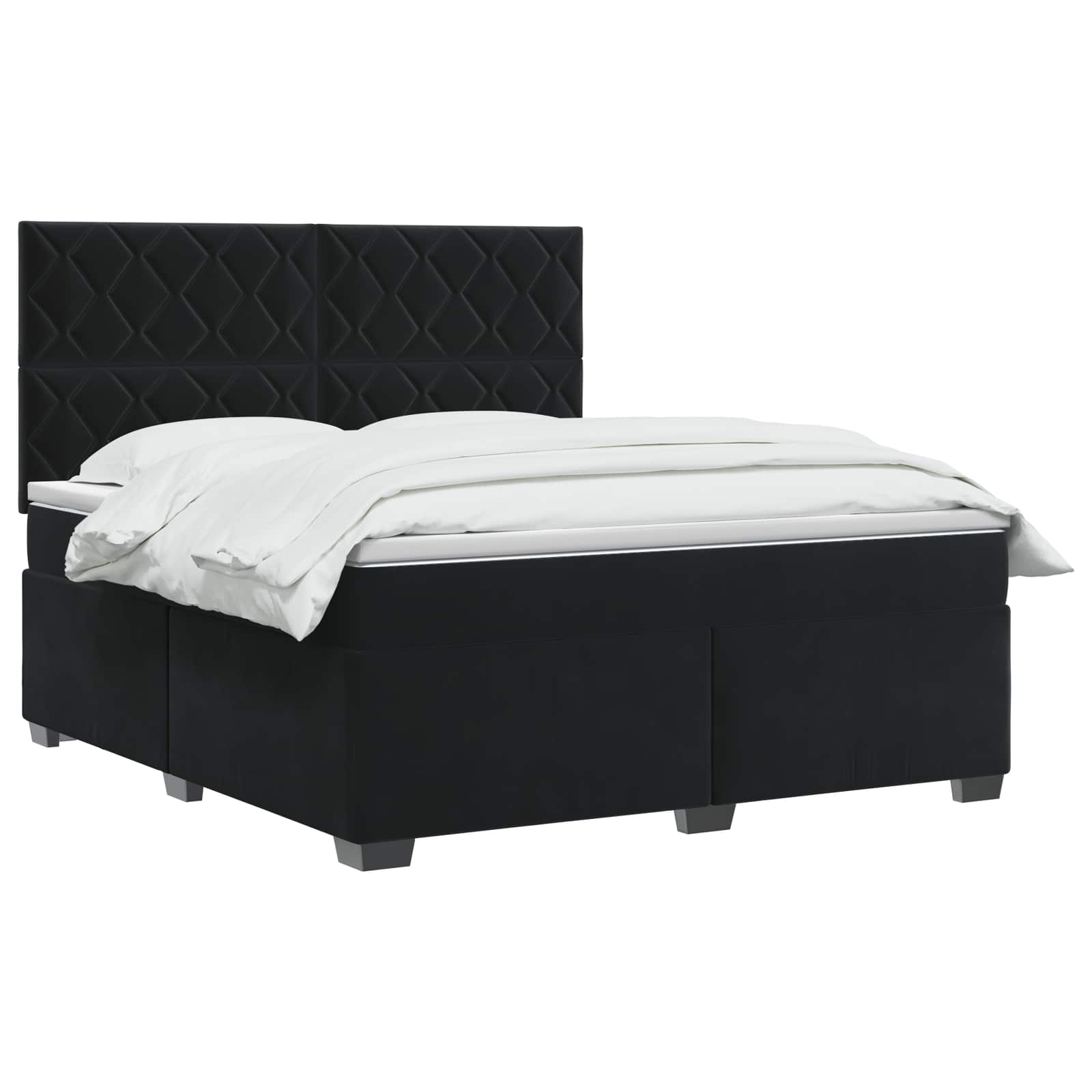 Κρεβάτι box spring με στρώμα Μαύρο 160 x 200 cm Βελούδο - Pakobazaar